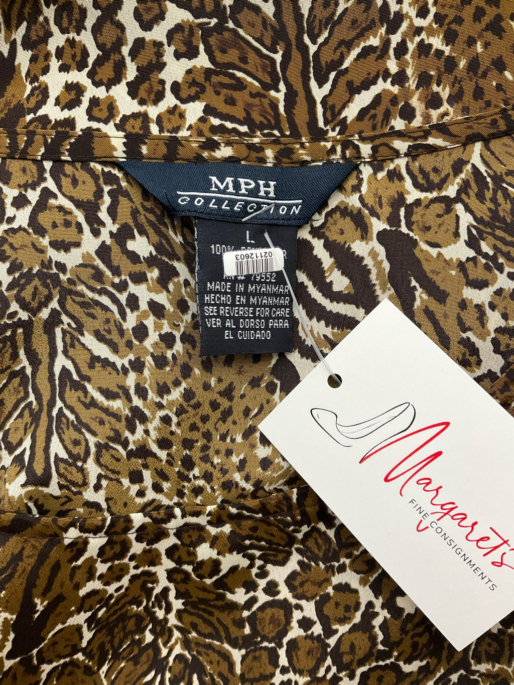 MPH Collection Brown Animal Pre-Owned Ladies Dress - Size Large