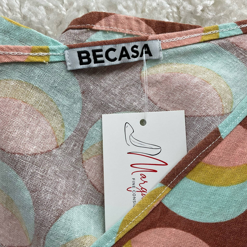 Becasa Rust/Multi Circles Print Dress - Size XS - Margaret’s Fine Consignment