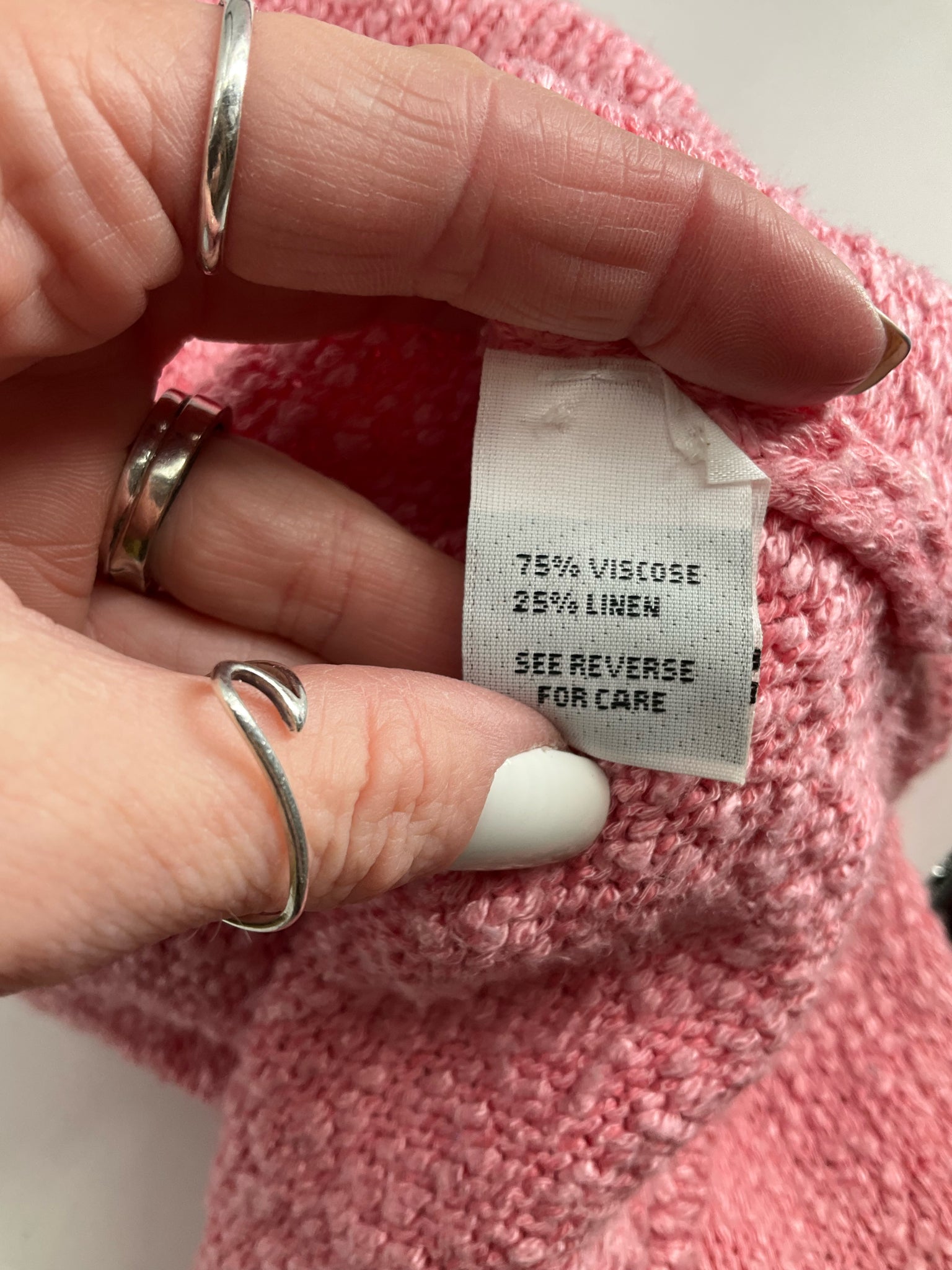 No Brand - Pink Solid Pre-Owned Ladies Casual Top - Size Large