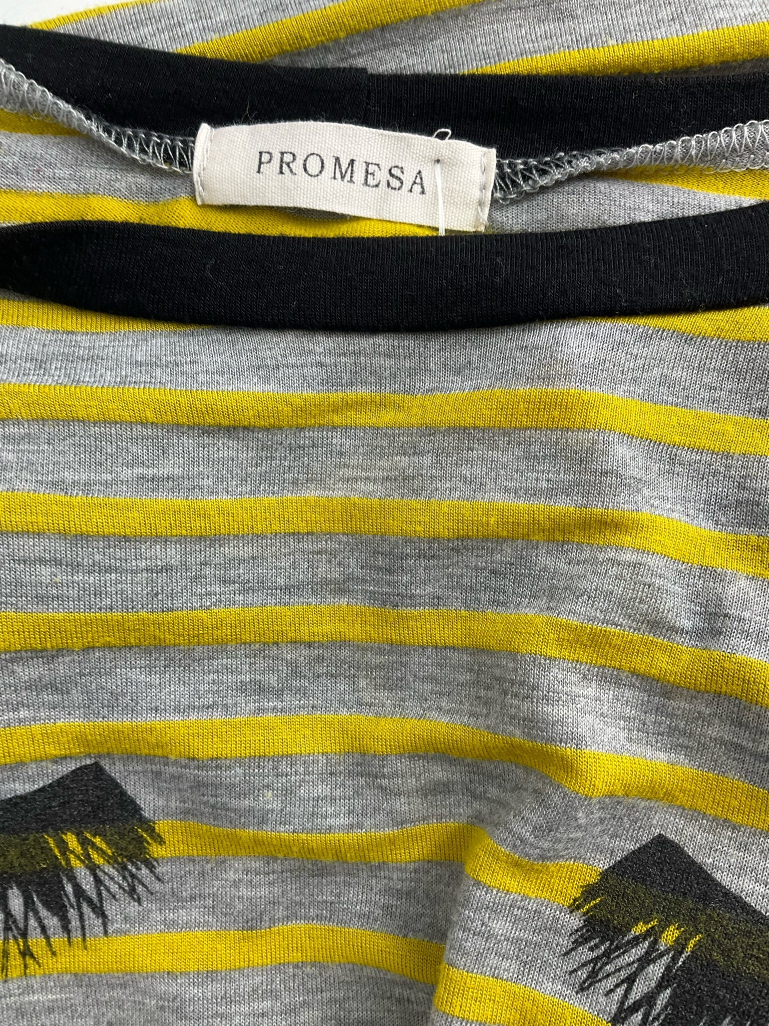 Promesa - Mustard/Gray/Black Stripe Pre-Owned Ladies Casual Top - Size Small