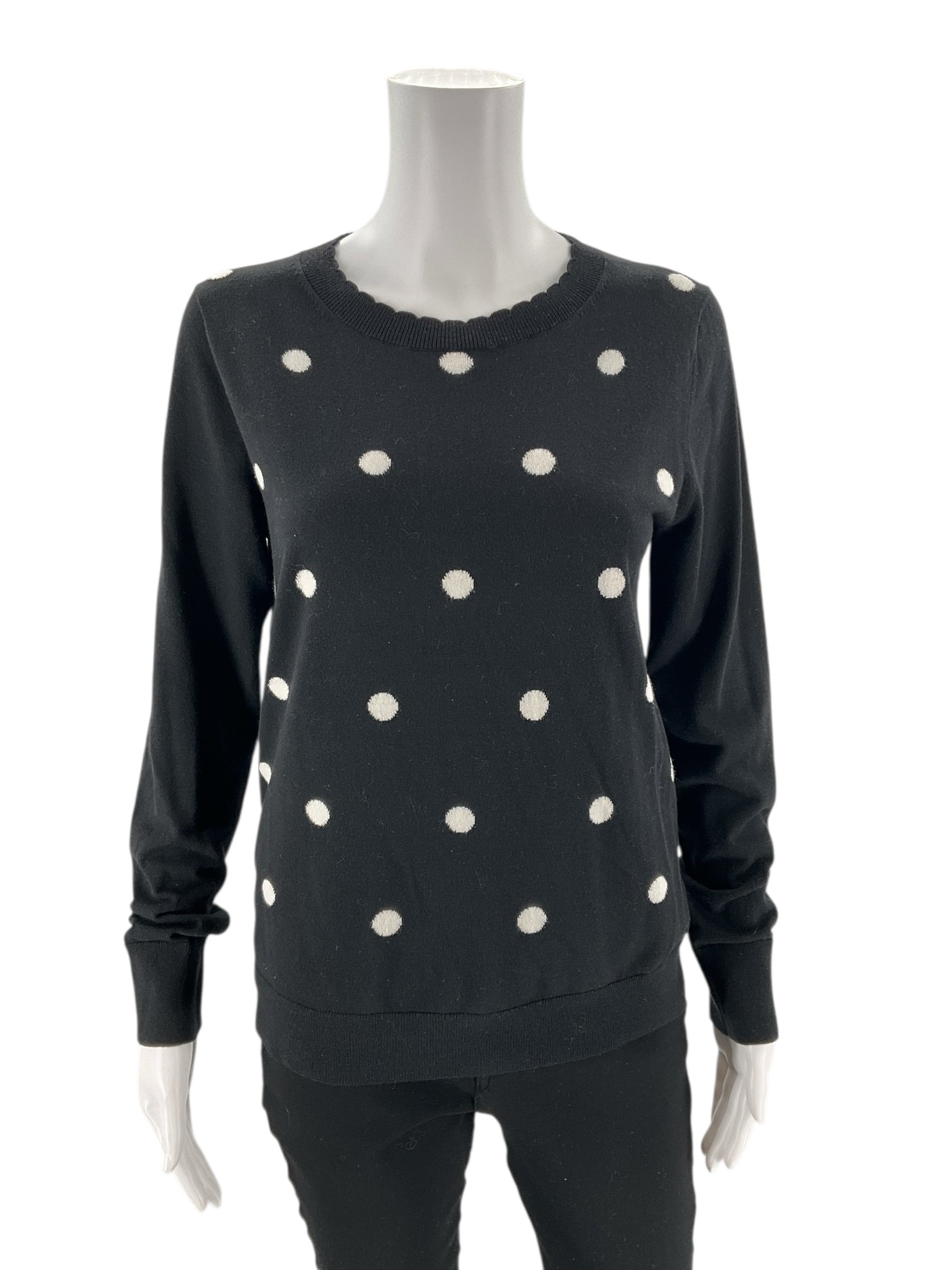 Banana Republic - black/white Polka Dot Pre-Owned Casual Top - Size M