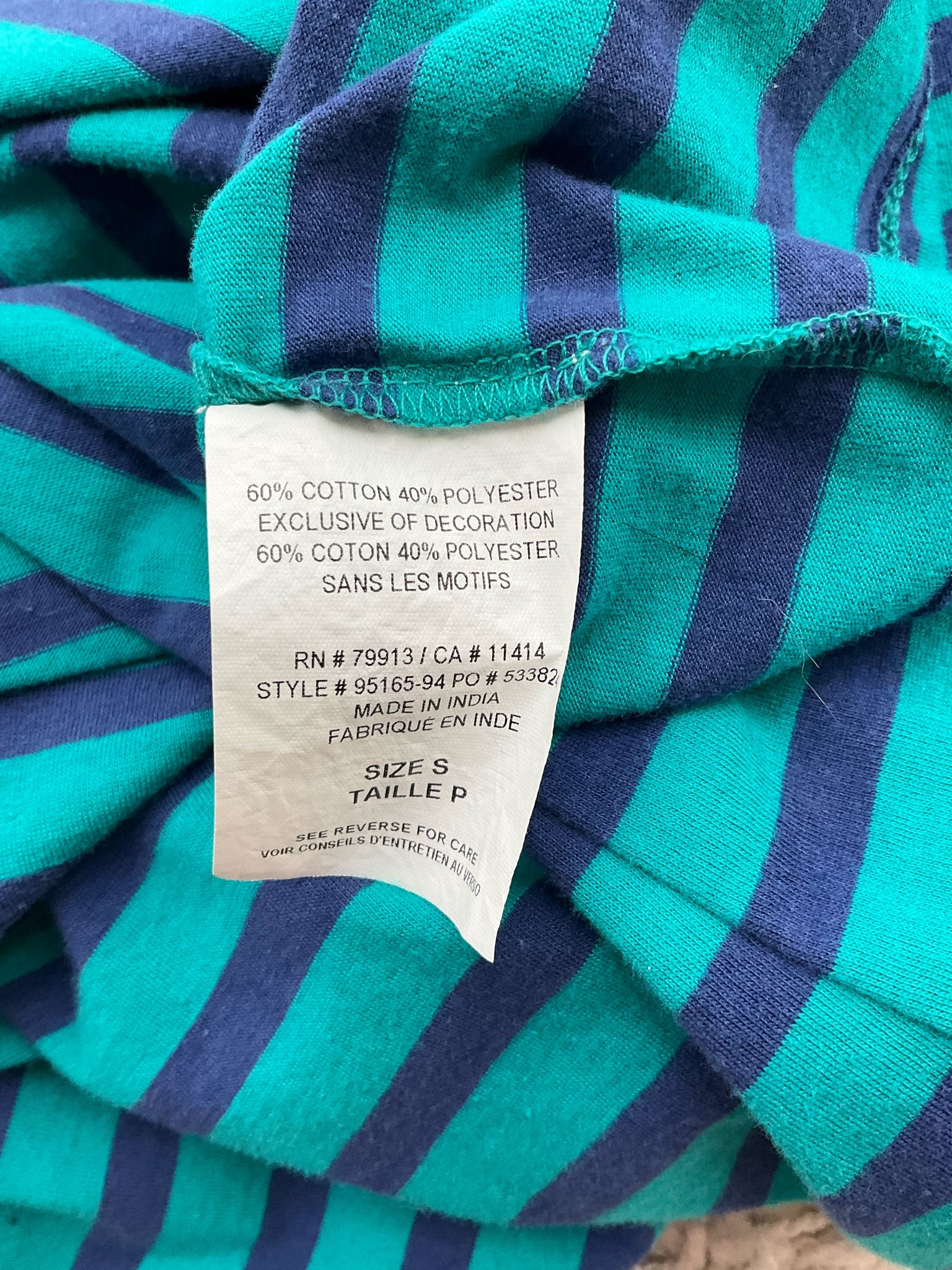 Bump in the Night Teal/Blue Striped Pre-Owned Ladies Dress - Size Small