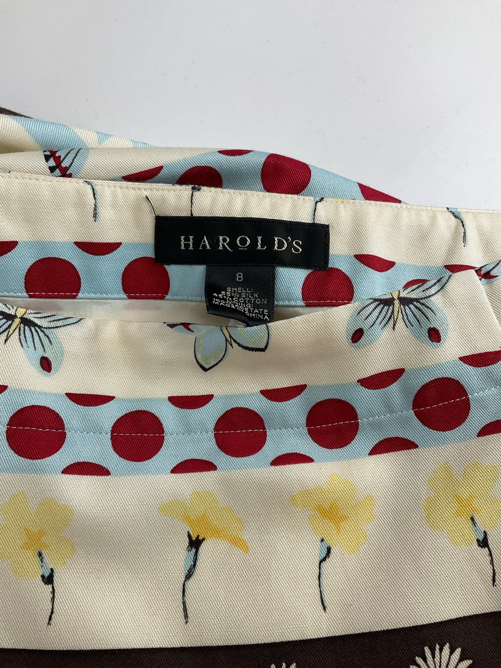 Harolds - cream/blue/red Floral Pre-Owned Ladies Skirt - Size Medium
