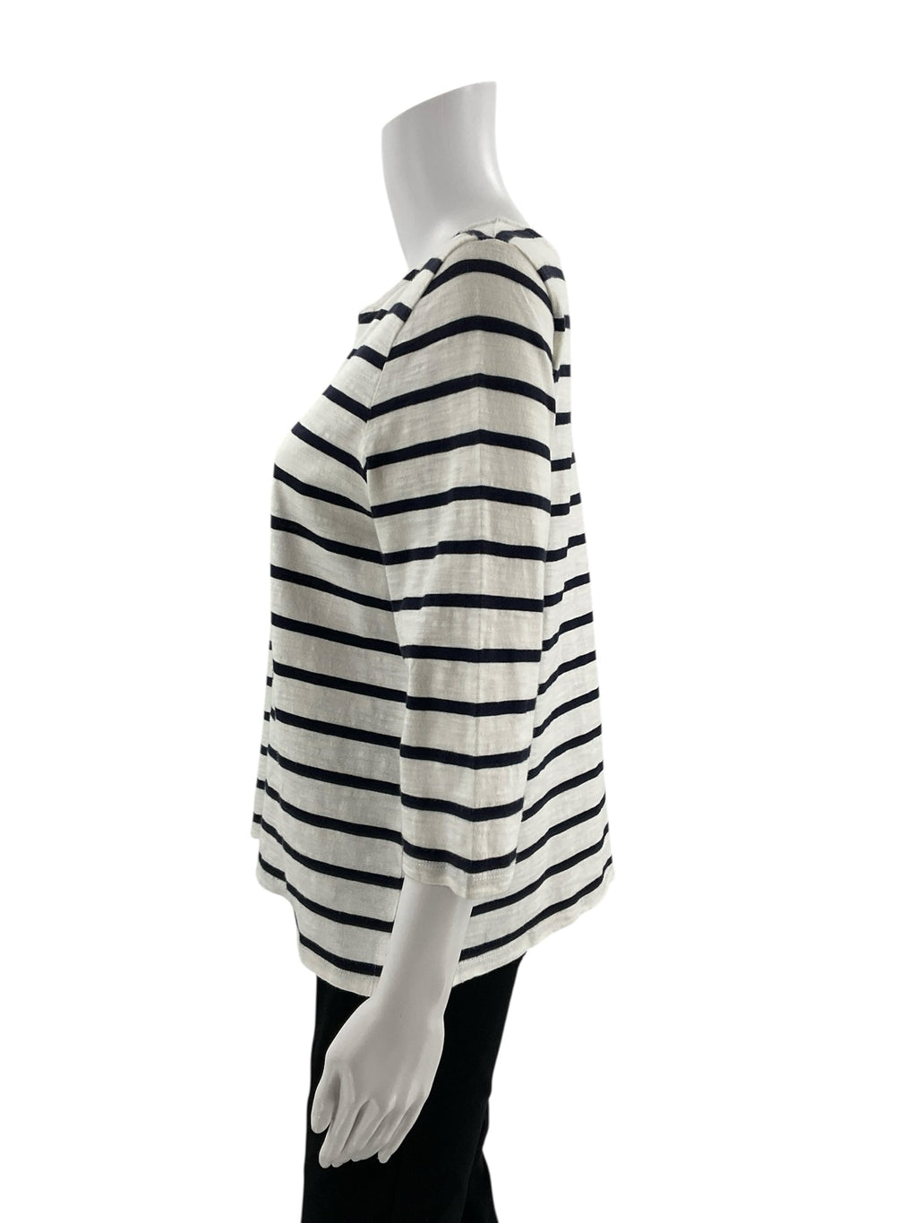 Talbots White/Navy Stripe Pre-Owned Ladies Top - Size Large Petite