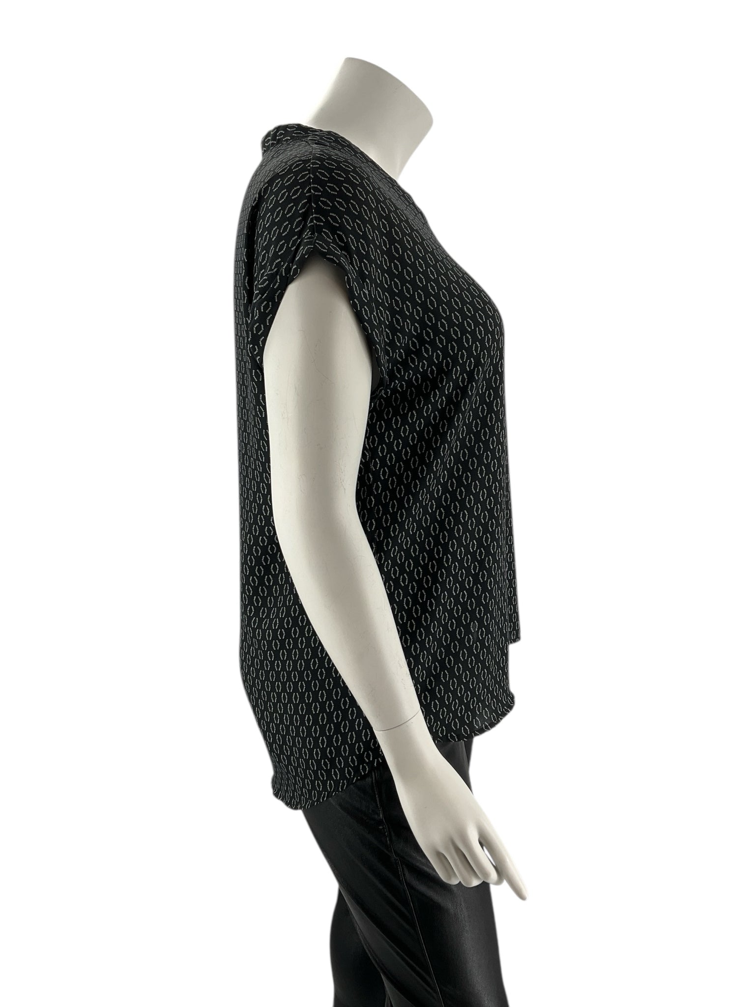 Pleione Black/White Print Pre-Owned Ladies Casual Top -  Size XXL