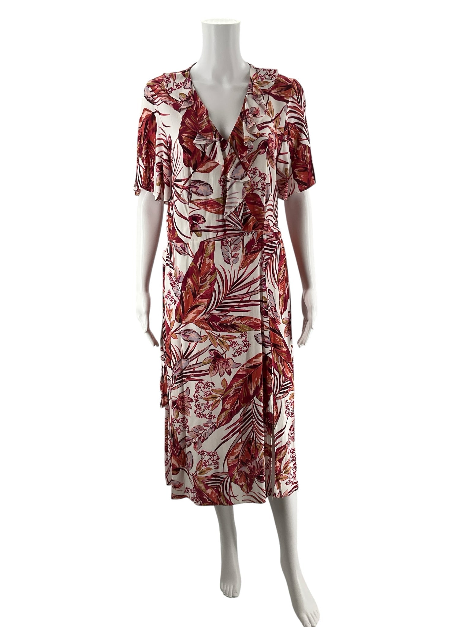 Wallis Burgandy/Multi Floral Pre-Owned Ladies New with Tags Dress - Size 8