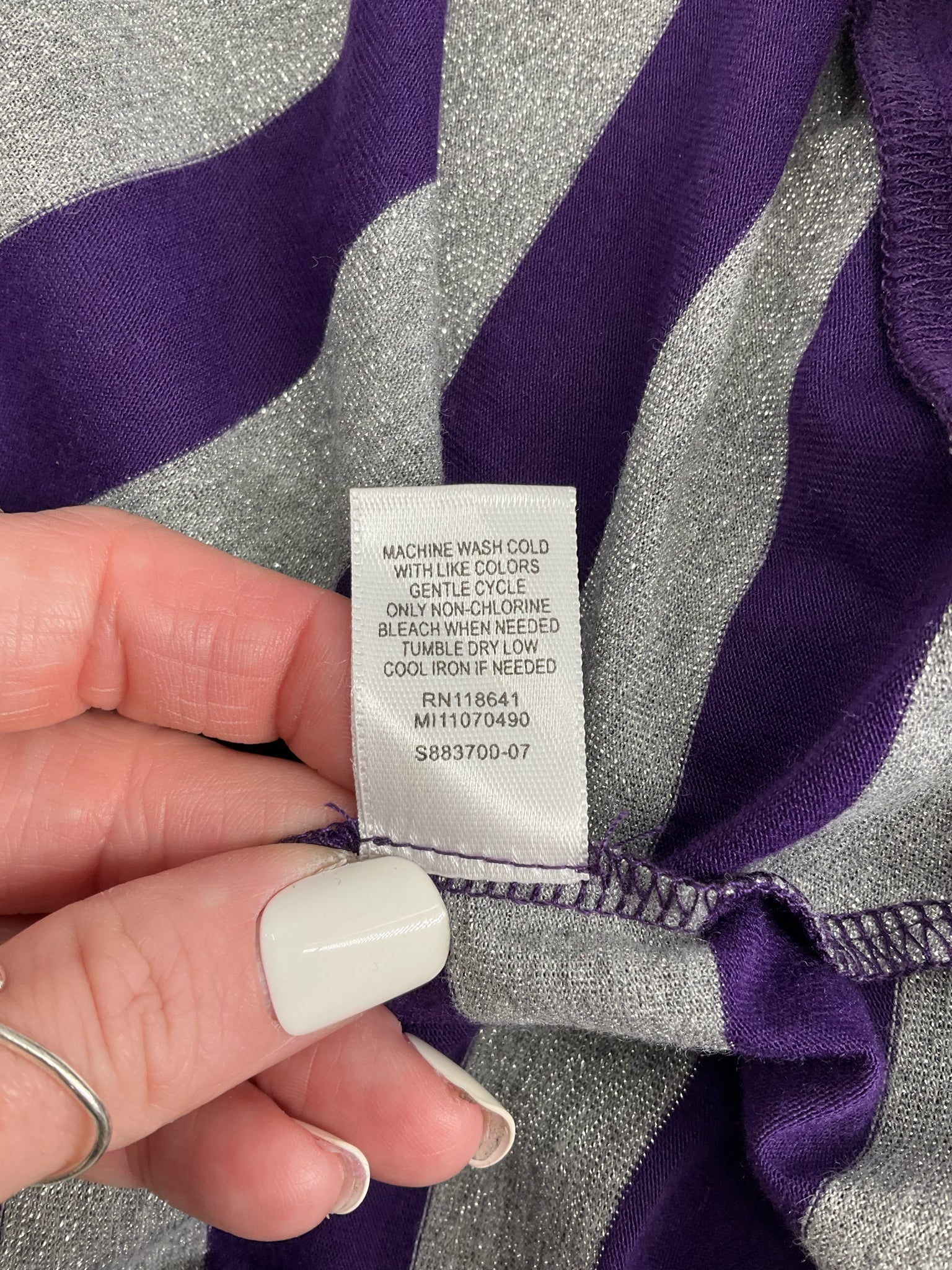 Venezia Purple/Silver Stripe Pre-Owned Ladies Casual Top -  Size 22/24