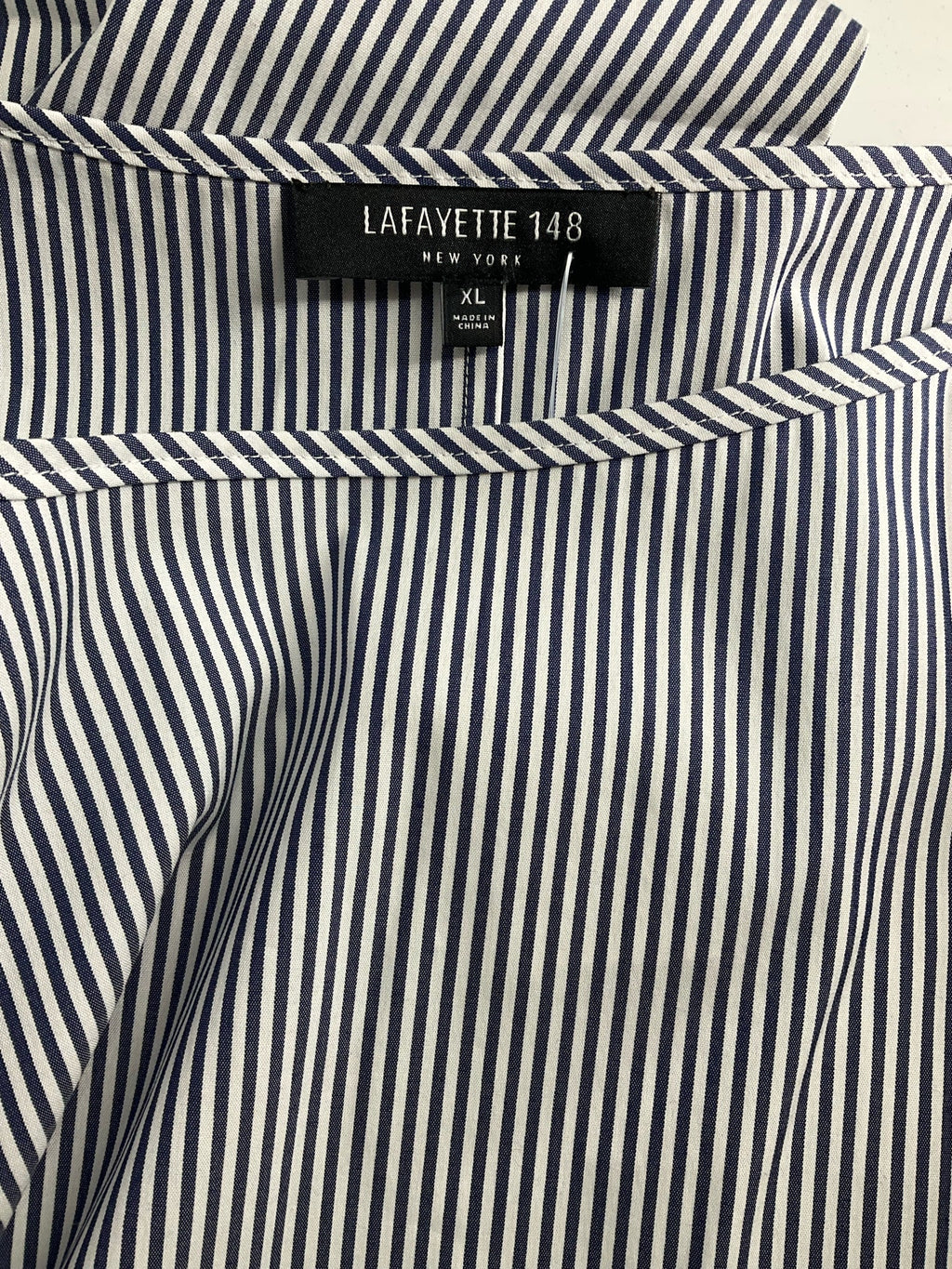 Lafayette 148 -  white/blue Stripe Pre-Owned Ladies Casual Top - Size XL