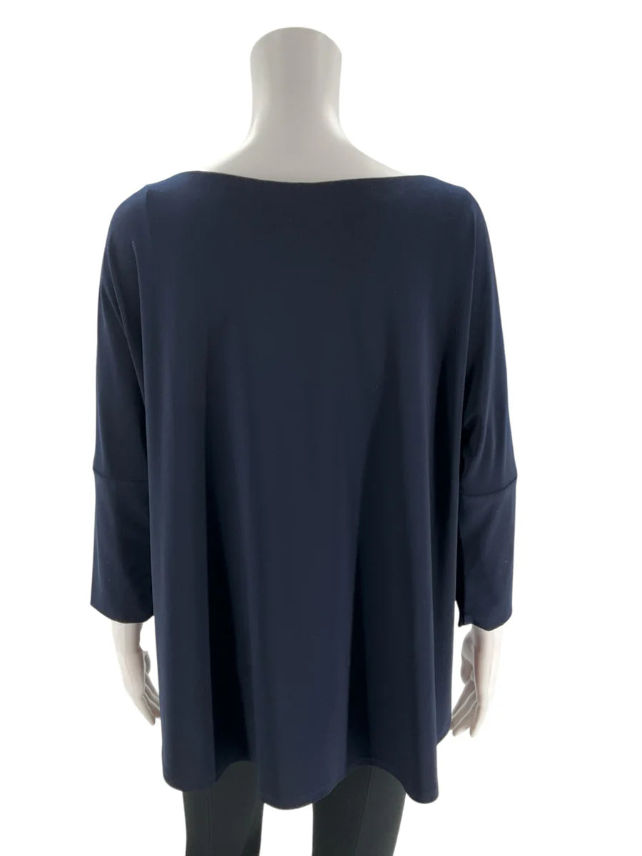 Joseph Ribkoff Navy Studded Keyhole Top – Size 10, Excellent Pre-Owned