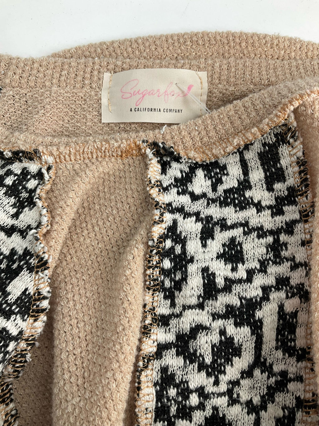 Sugarfox -  Tan/black Print Pre-Owned Ladies Casual Top - Size S