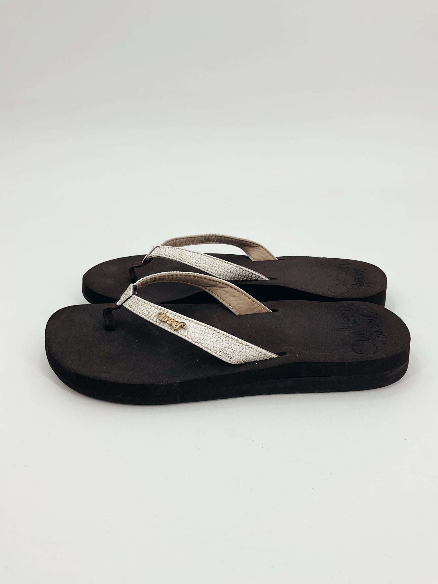 Reef Brown/Cream Pre-Owned Ladies Sandals - Size 7