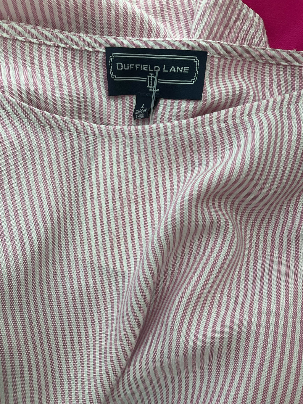 Duffield Lane - pink/white Stripe Pre-Owned Ladies Casual Top - Size Large