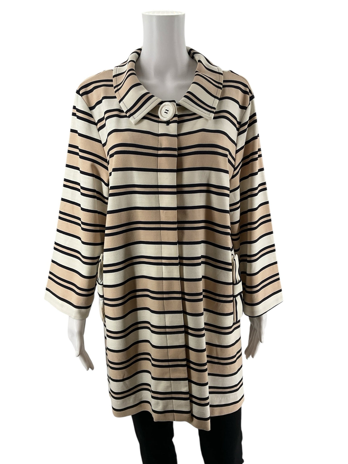 Sara Campbell Tan/Cream Stripe Pre-Owned Ladies Jacket - Size XL