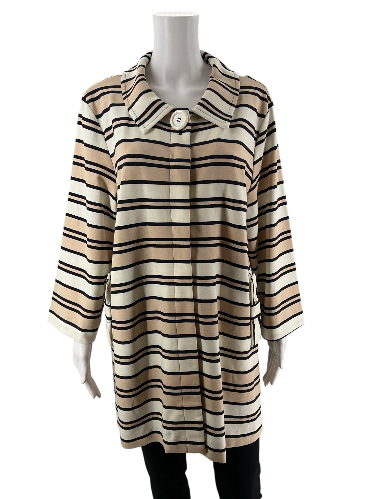 Sara Campbell Tan/Cream Stripe Pre-Owned Ladies Jacket - Size XL