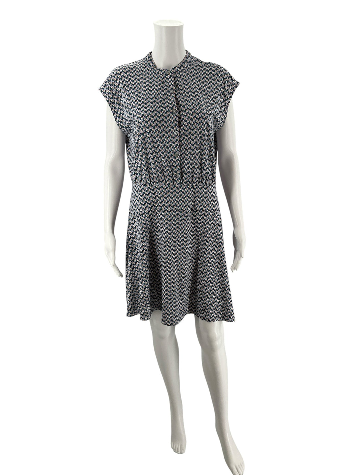 Boden Blue/Green/Tan Print Pre-Owned Ladies Dress - Size 10R