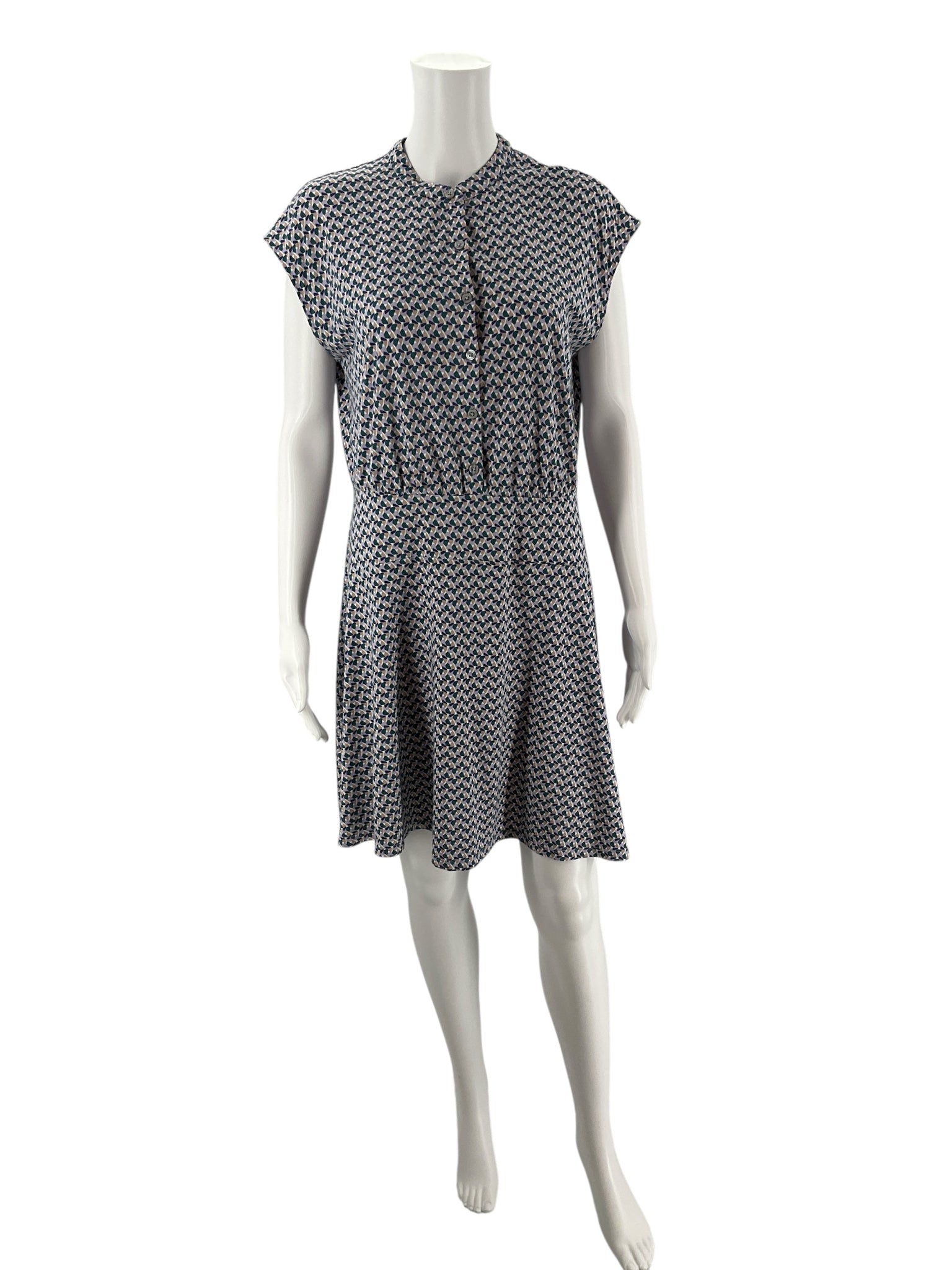 Boden Blue/Green/Tan Print Pre-Owned Ladies Dress - Size 10R
