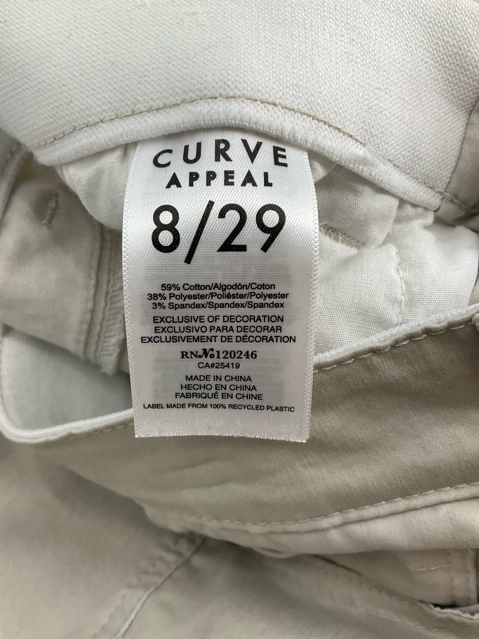 Curve - Khaki Solid Pre-Owned New With Tags Pants - Size 8