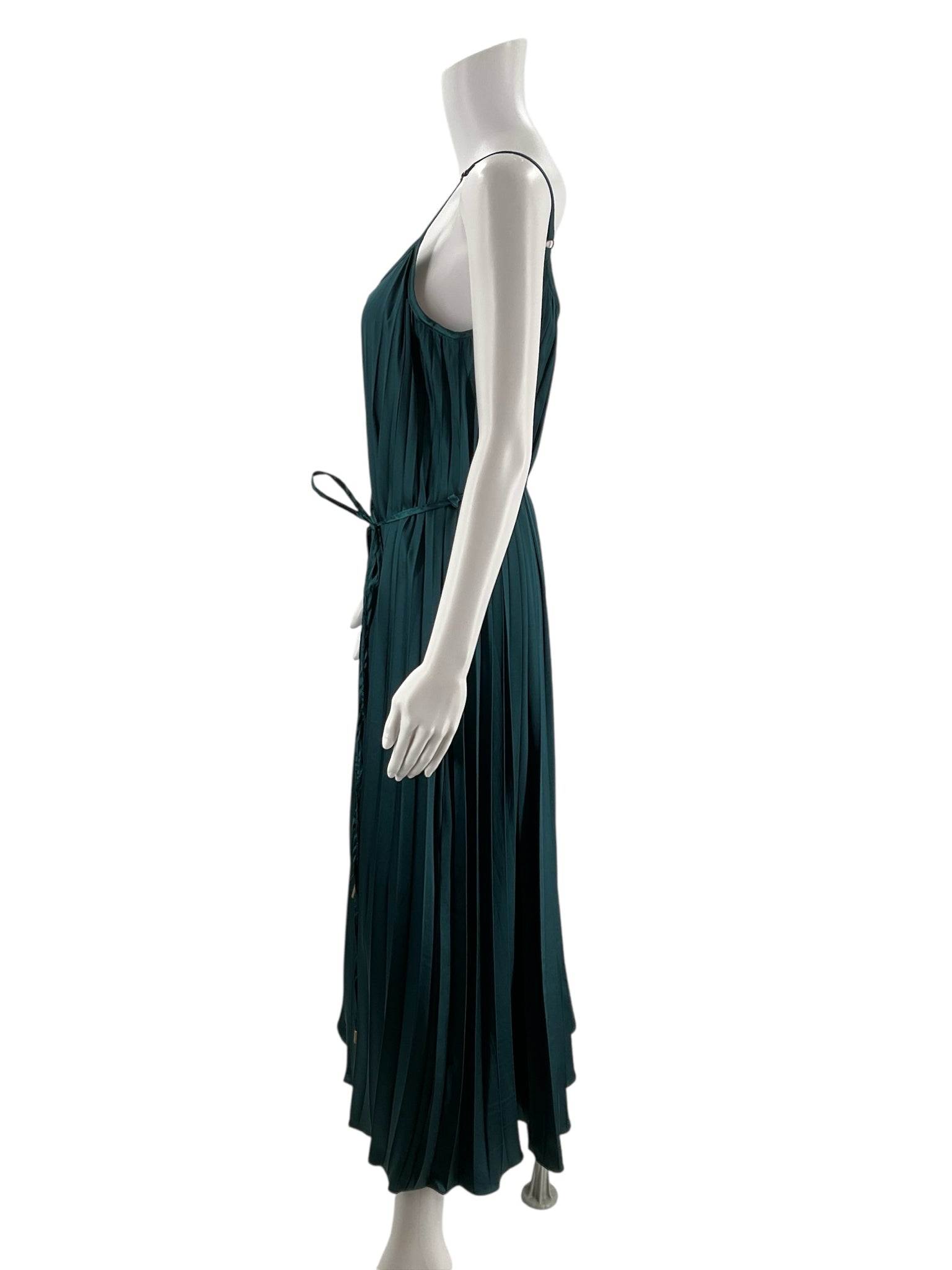 Bishop & Young Forest Green Silk Pre-Owned Ladies Dress - Size Medium