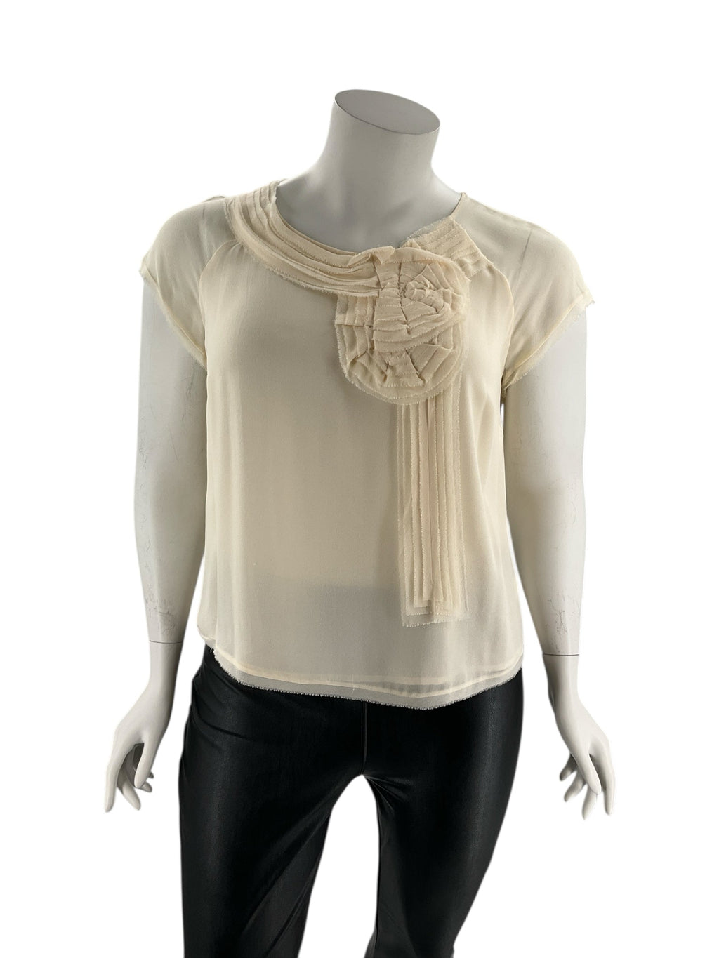 Talbots Cream Solid Pre-Owned Ladies Casual Top -  Size 14WP