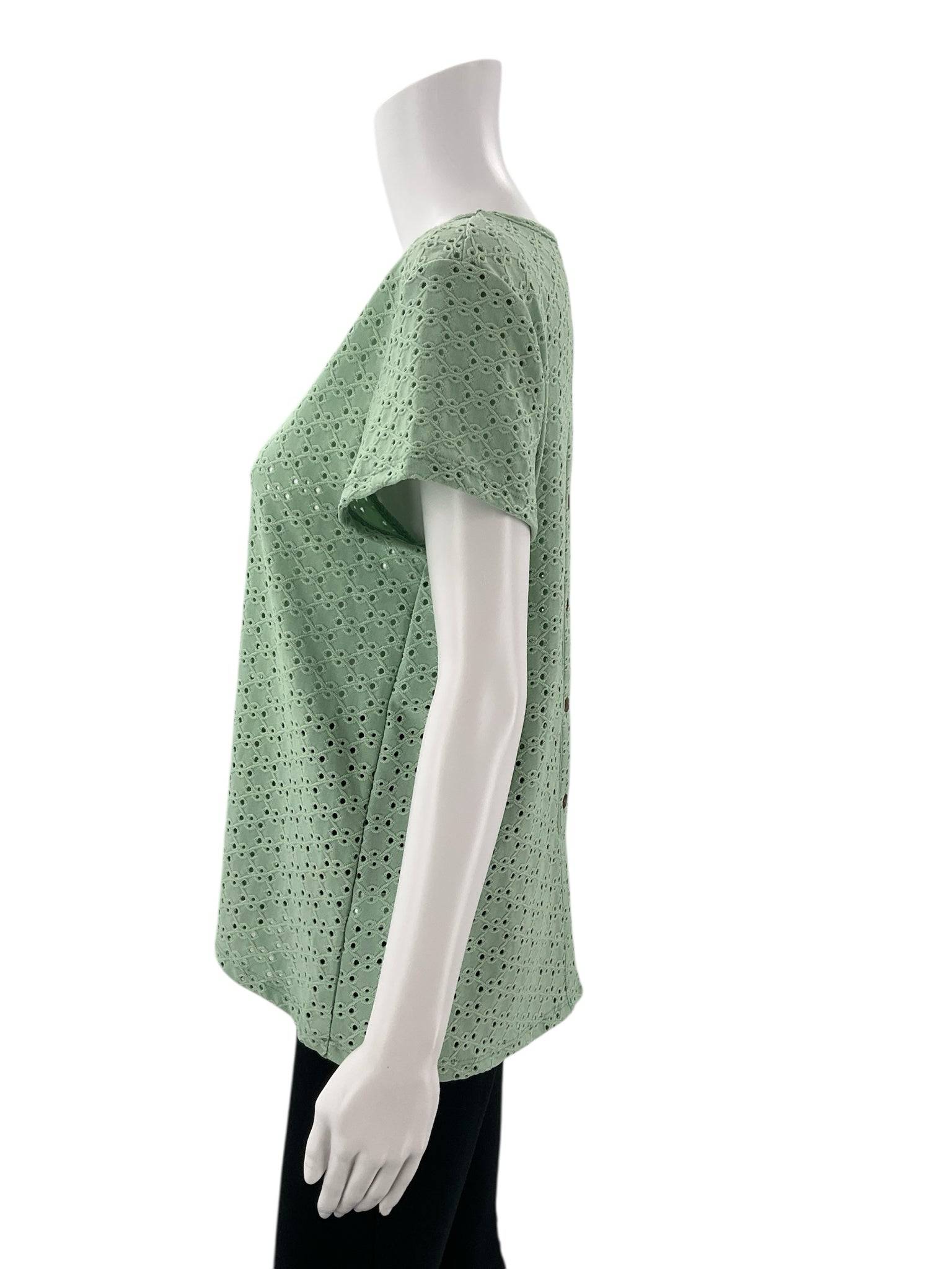 Coin 1804 Green Eyelet Top - Size Small - Margaret’s Fine Consignment