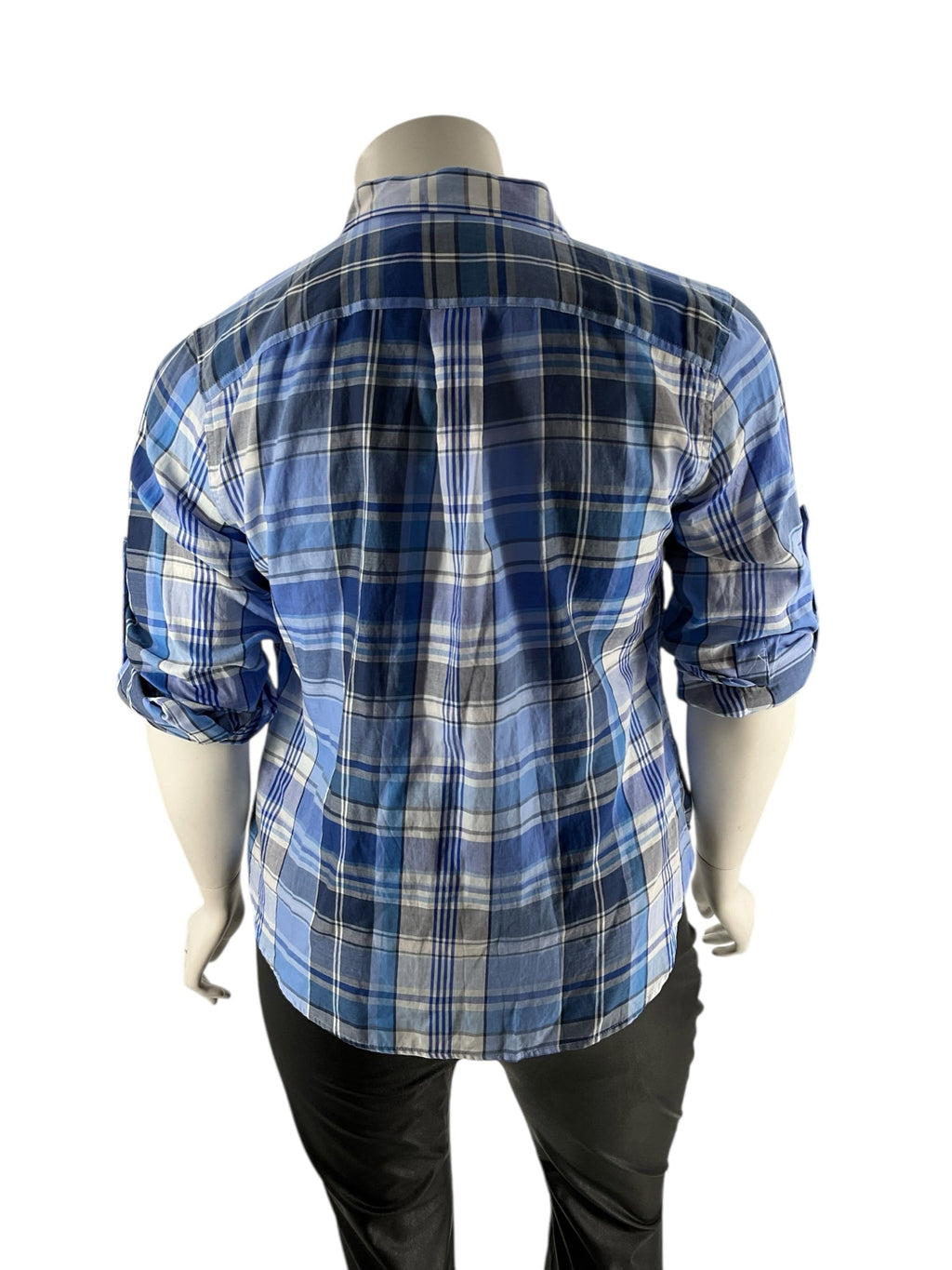 Ralph Lauren Blue/White Plaid Pre-Owned Ladies Casual Top -  Size 1X