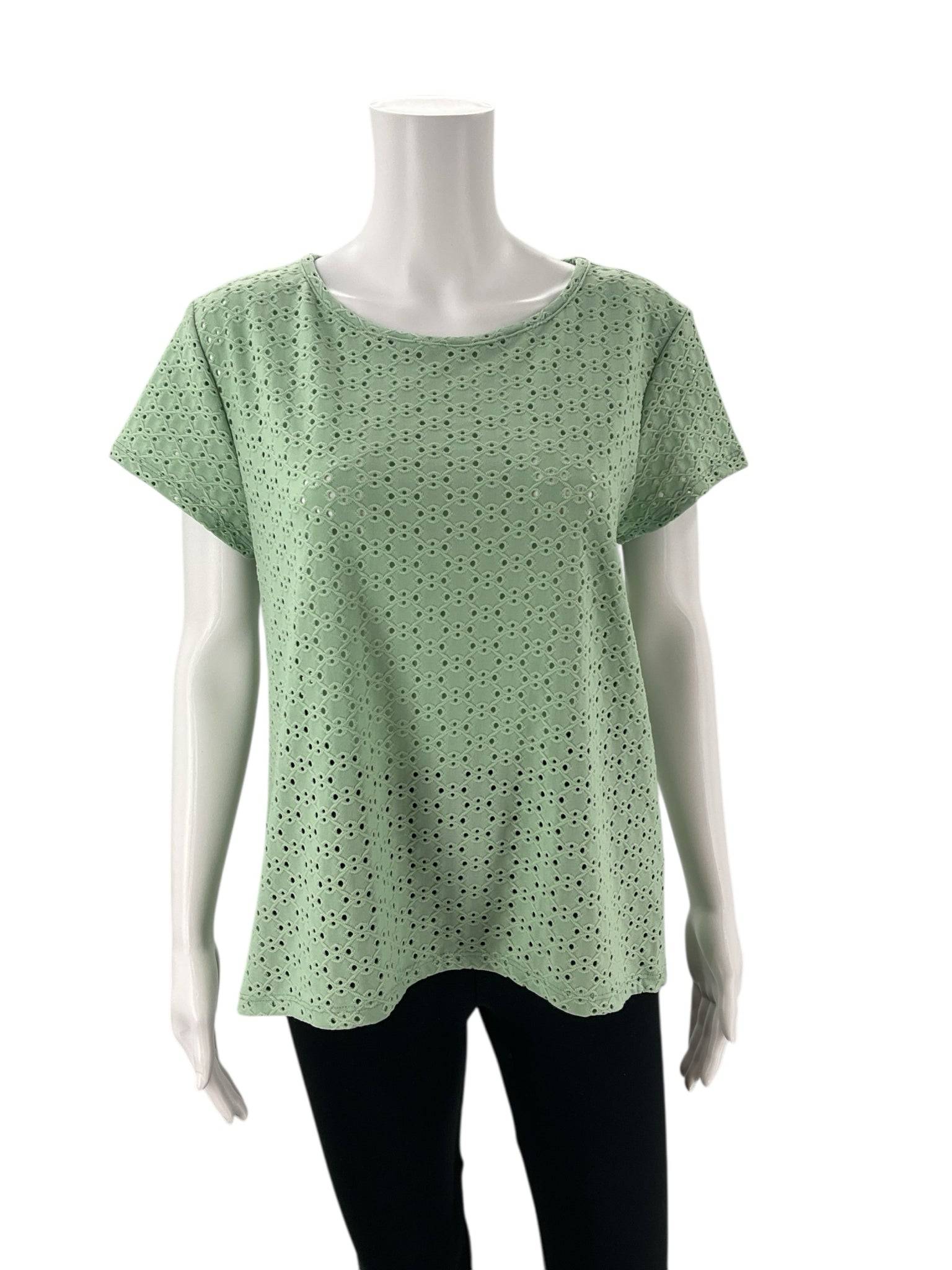 Coin 1804 Green Eyelet Top - Size Small - Margaret’s Fine Consignment