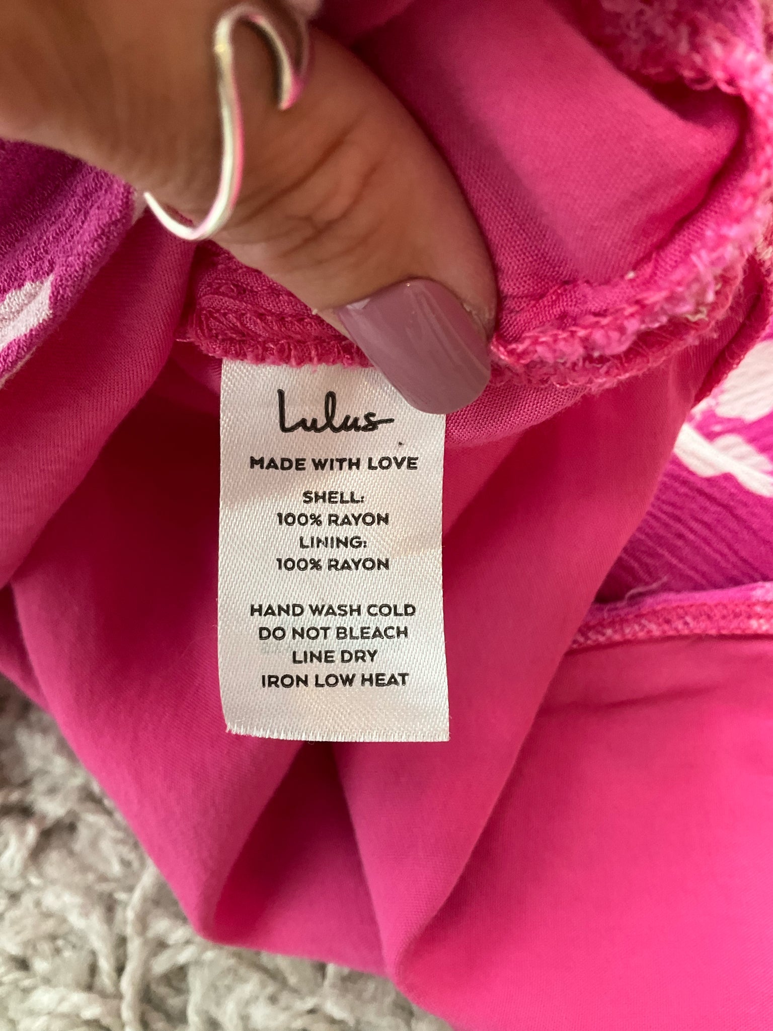 Lulus Pink/White Floral Pre-Owned Ladies Dress - Size Large