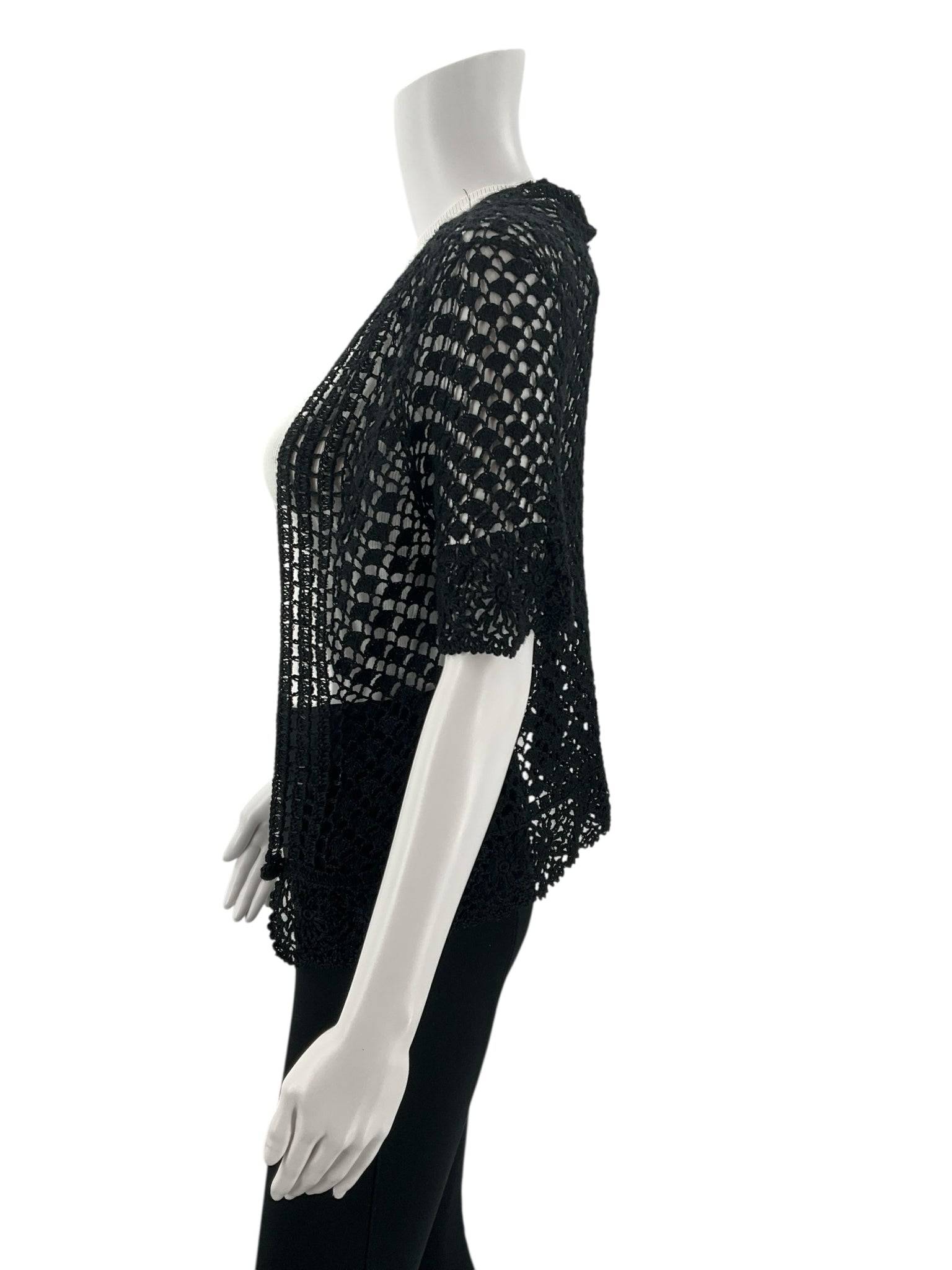 Signature Black Crochet Top - Size Small - Margaret’s Fine Consignment
