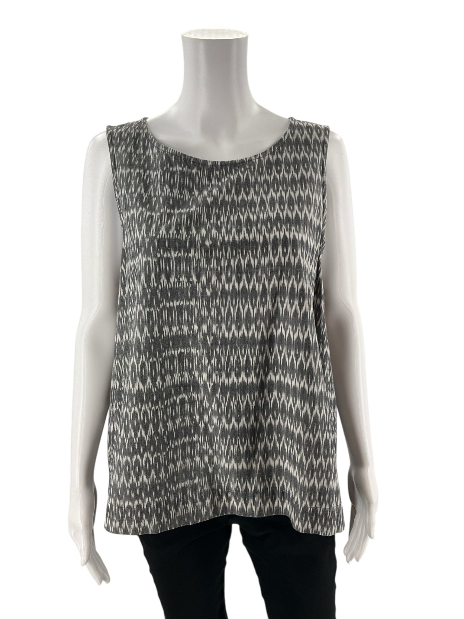 Eileen Fisher - Gray Print Pre-Owned Ladies Casual Top - Size Large