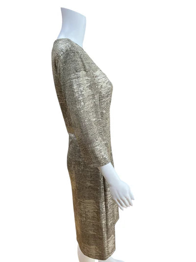 Connected Apparel Gold Shimmer Pre-Owned Ladies Dress - Size 8