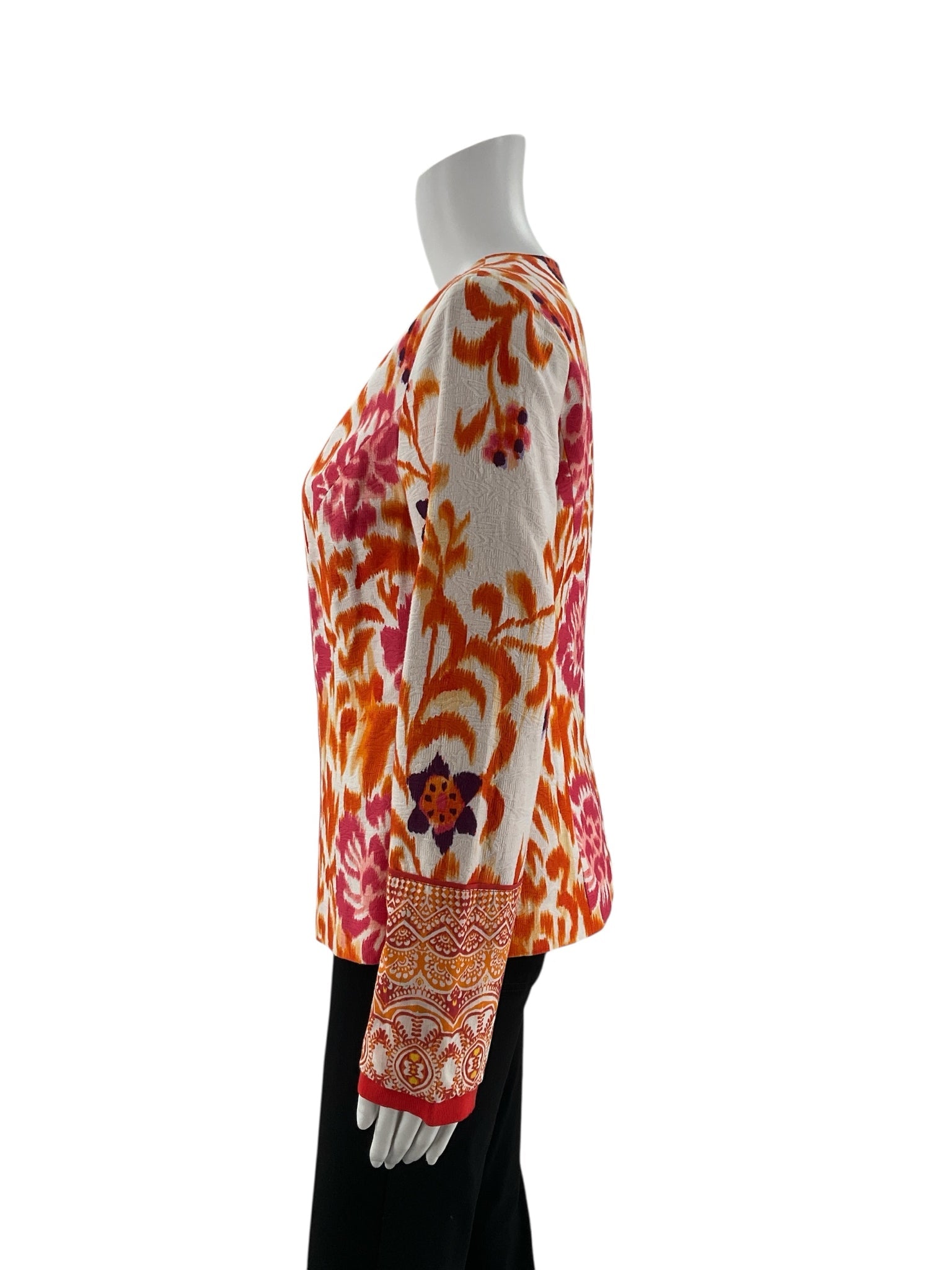 Indikka Orange/Multi Print Pre-Owned Ladies Jacket- Size Small