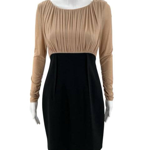 Paula Ka Taupe/Black Ladies Pre-Owned Dress - Size 4 - Margaret’s Fine Consignment