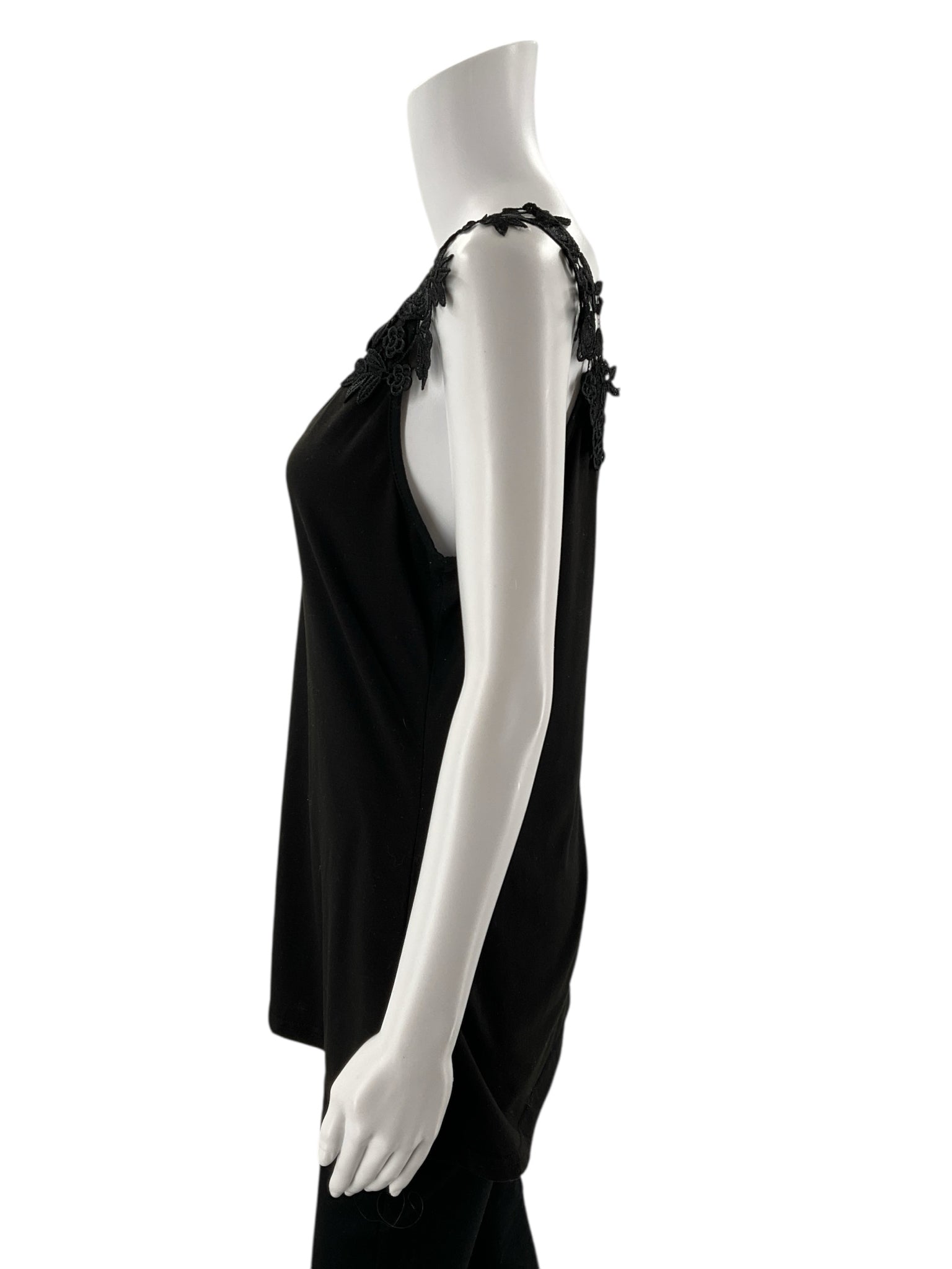 No Brand - Black Solid Pre-Owned Ladies Casual Top - Size Large