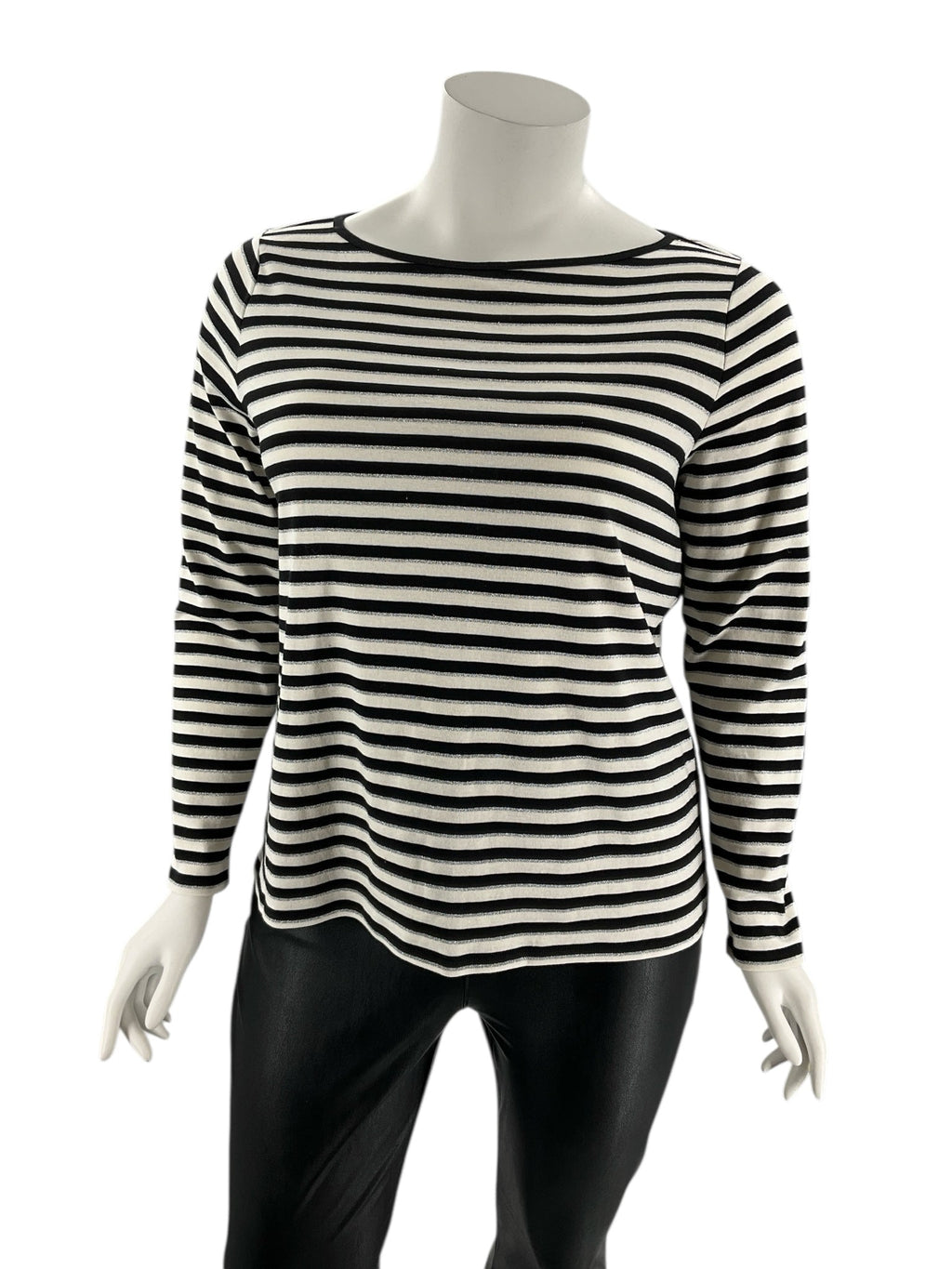 Talbots Black/Silver/Ecru Stripe Pre-Owned Ladies Top - Size 2X