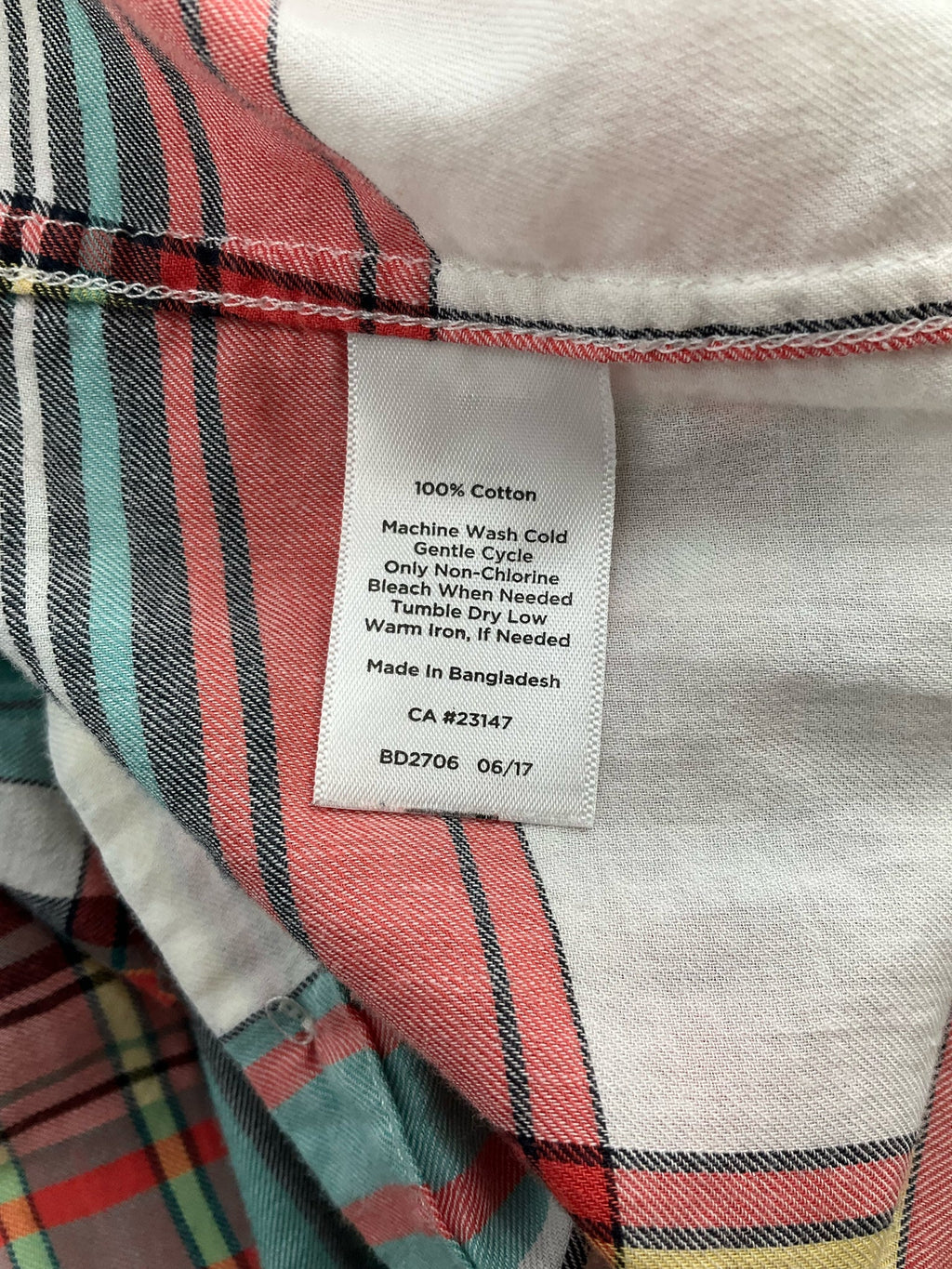 Talbots Aqua/Red Plaid Pre-Owned Ladies Top - Size Petite