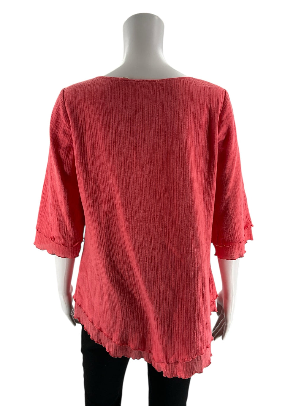 Soft Surroundings - Coral Solid Pre-Owned Ladies Casual Top - Size Small