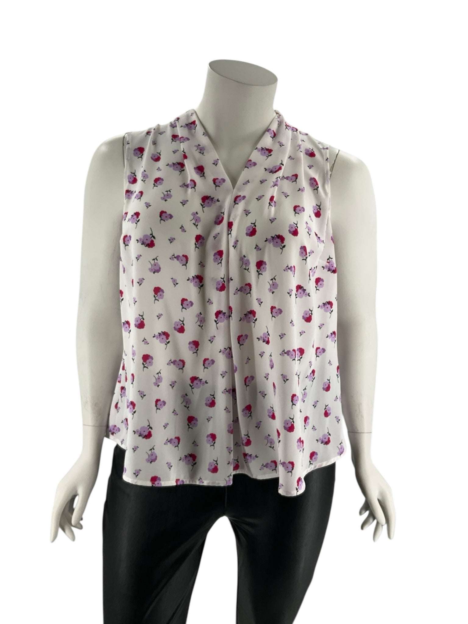 bar 111 White/Pink/Purple Floral Pre-Owned Ladies Sleeveless Top - Size 2X