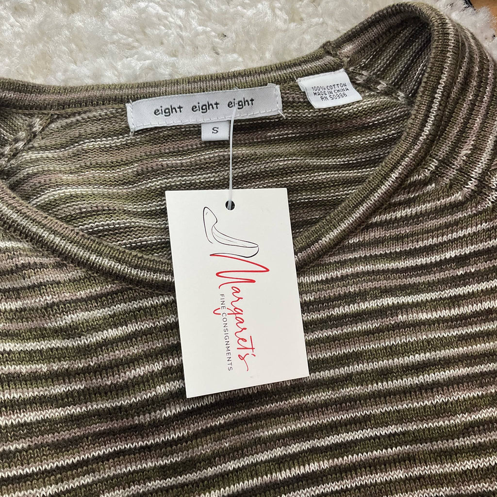 Eight Eight Eight Olive Stripe Top - Size Small - Margaret’s Fine Consignment
