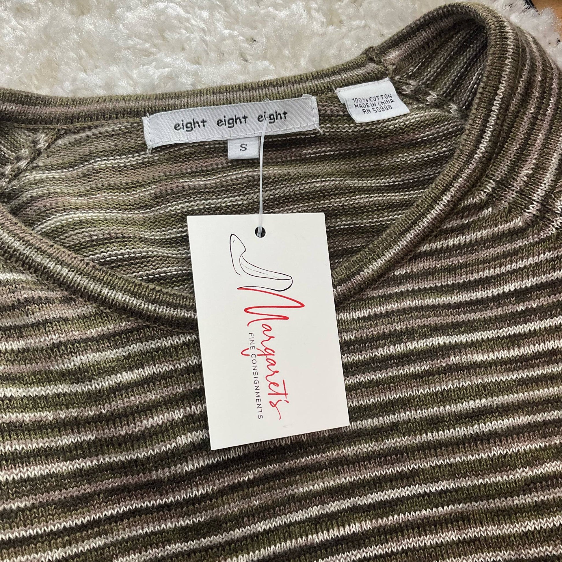 Eight Eight Eight Olive Stripe Top - Size Small - Margaret’s Fine Consignment