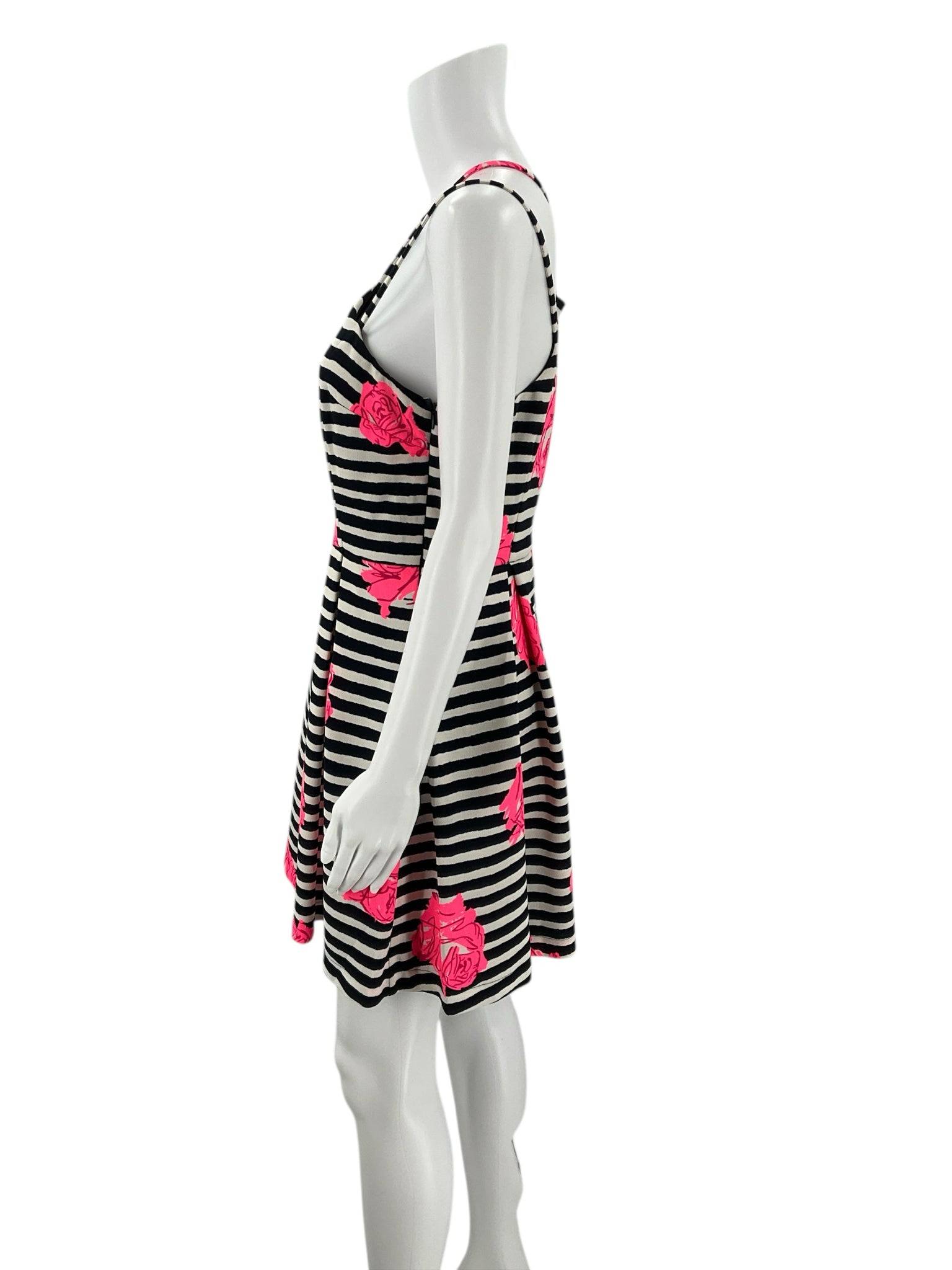 Katia White/Navy/Pink Floral Dress - Size Large - Margaret’s Fine Consignment