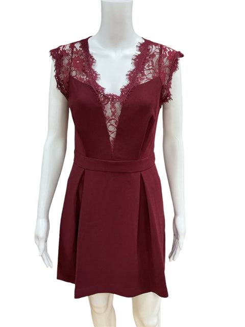BCBGeneration Maroon Solid Ladies Pre-Owned Dress - Size 6 - Margaret’s Fine Consignment