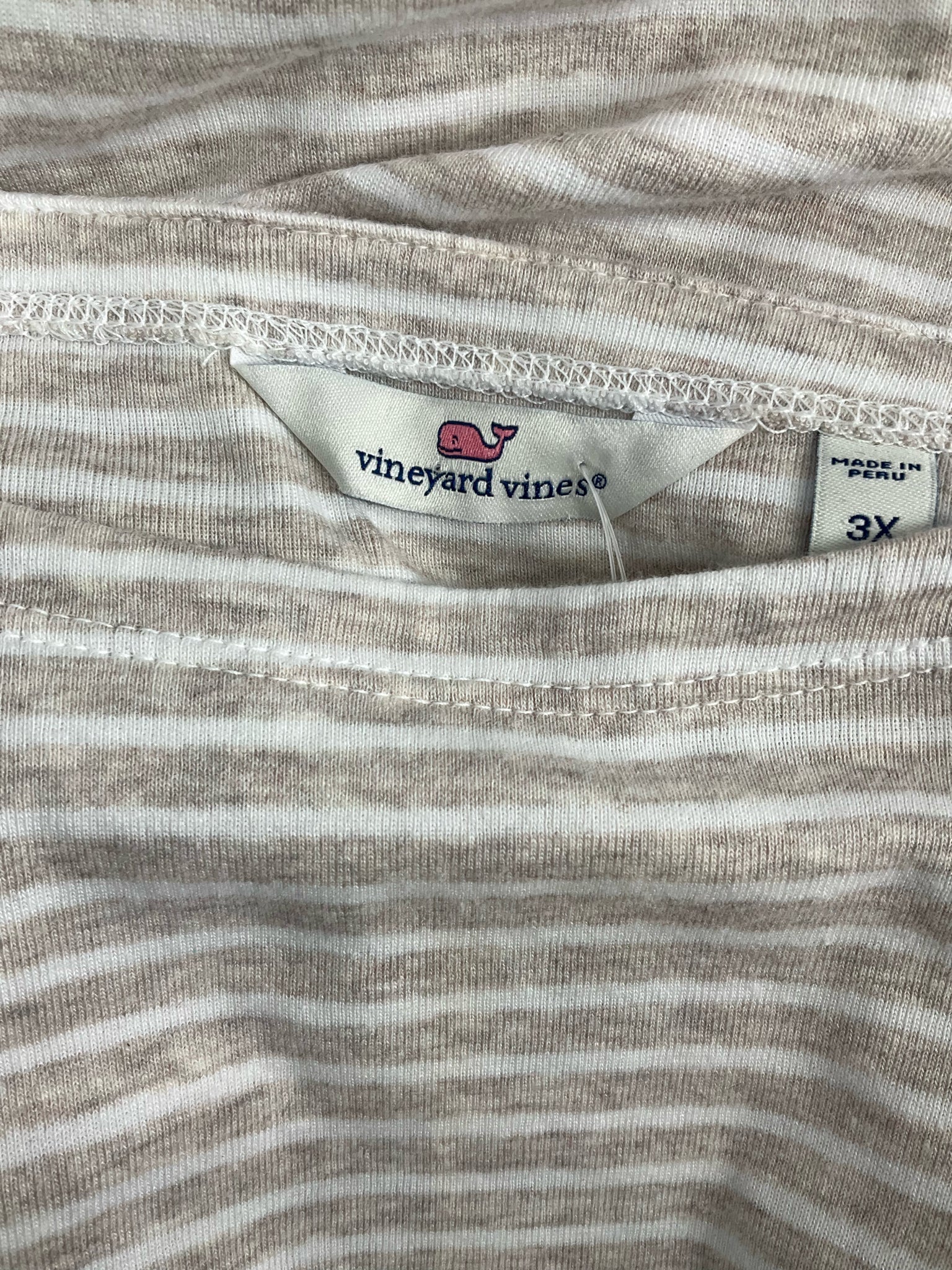Vineyard Vines Tan/White Stripe Pre-Owned Ladies Top - Size 3X