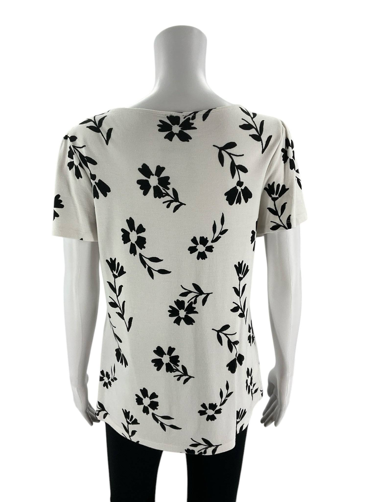 Back view of Ann Taylor Top Size Medium | Margaret’s Fine Consignments showing full floral pattern and relaxed fit for everyday comfort.
