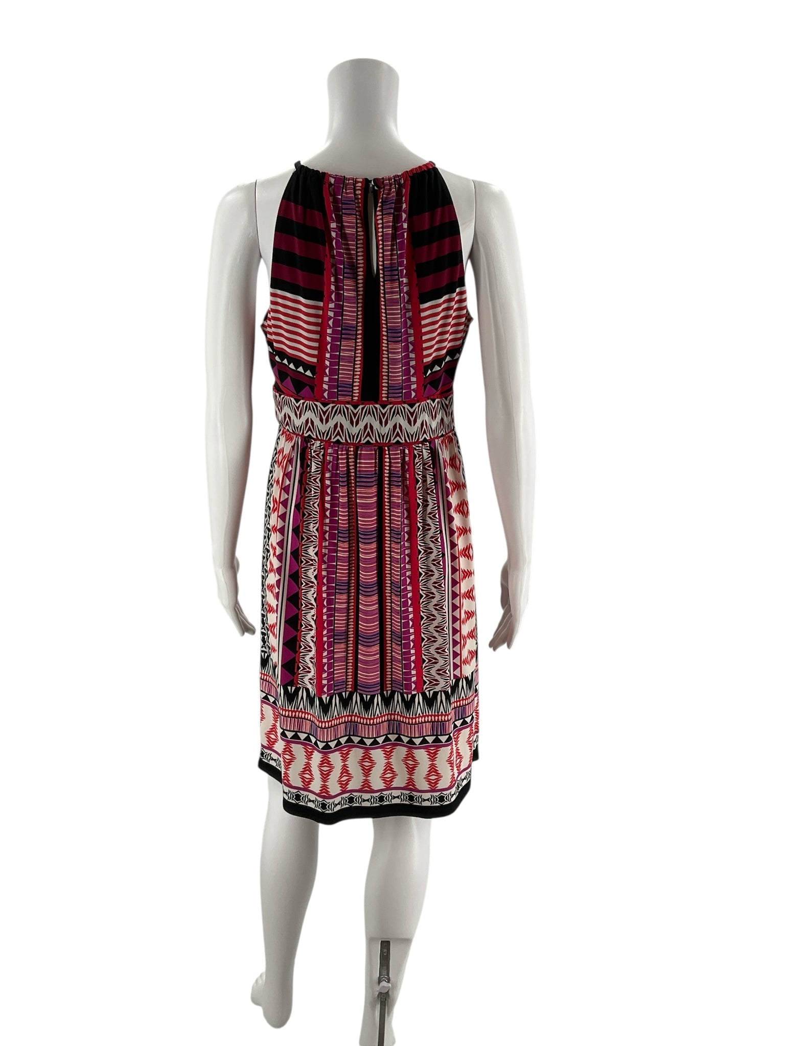Roz & Ali Pink/Tan/Black Print Pre-Owned Ladies Dress - Size 8