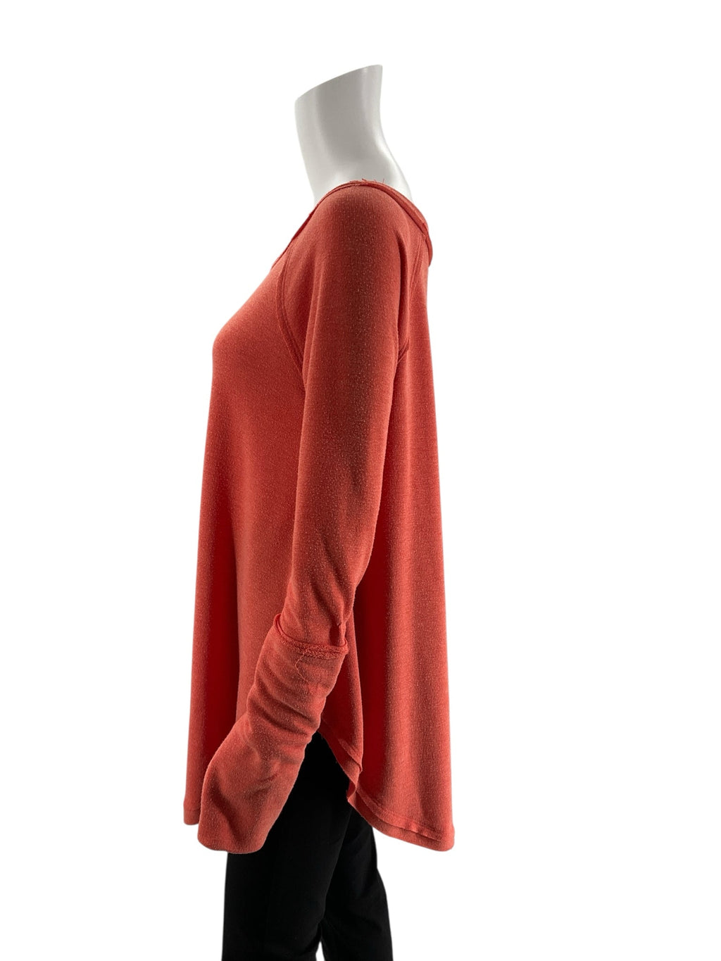 Orange solid pre-owned Bucket List tunic top for ladies, size small, featuring a relaxed fit and pullover style.