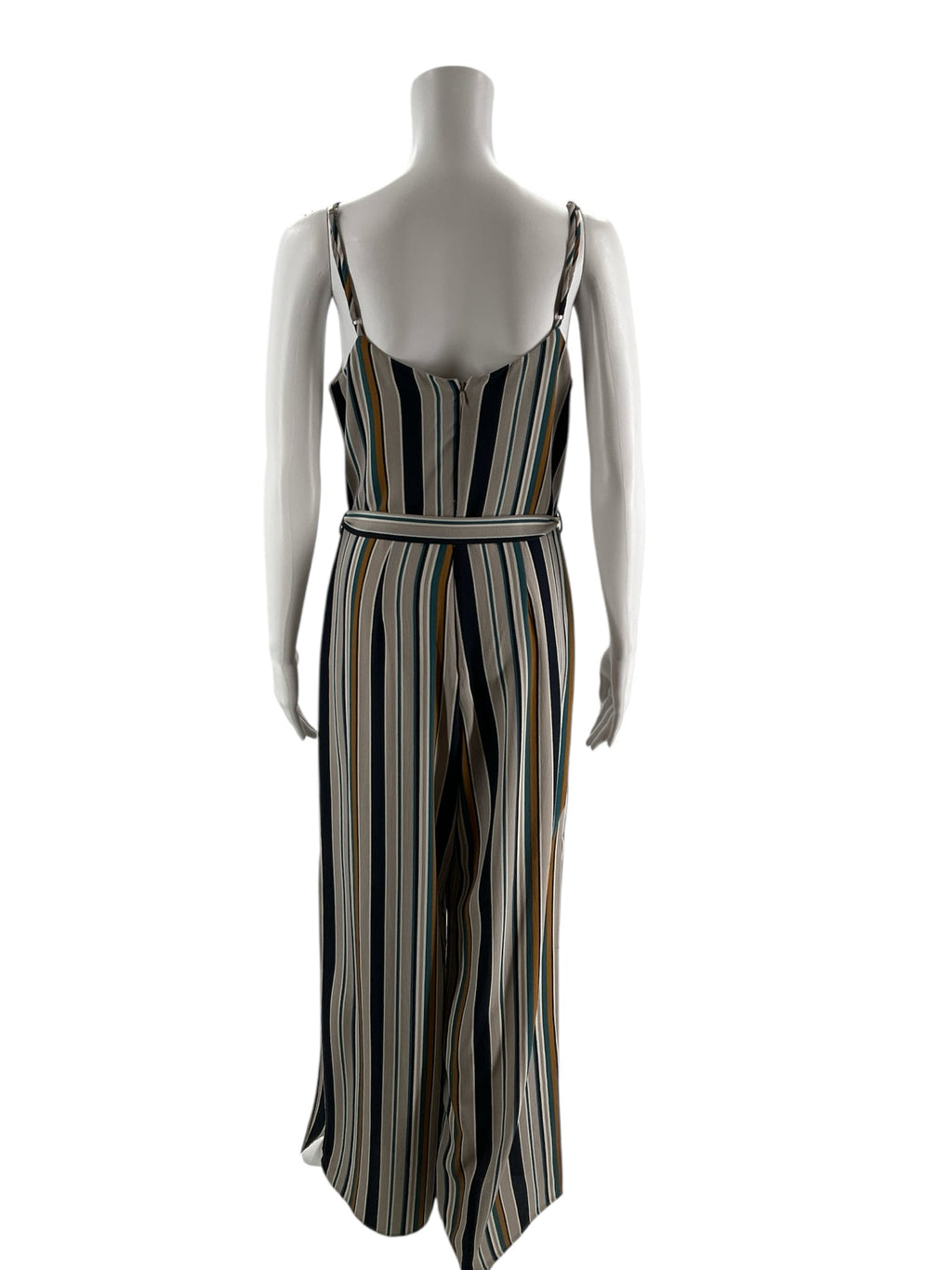 Monteau Gray/Navy/Mustard Stripe Pre-Owned Ladies Jumpsuit - Size Large