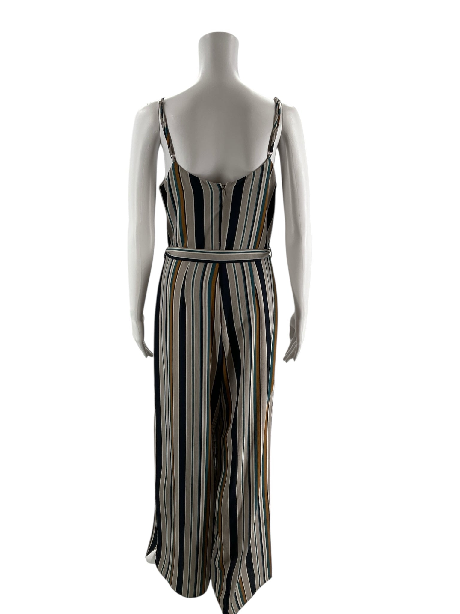 Monteau Gray/Navy/Mustard Stripe Pre-Owned Ladies Jumpsuit - Size Large