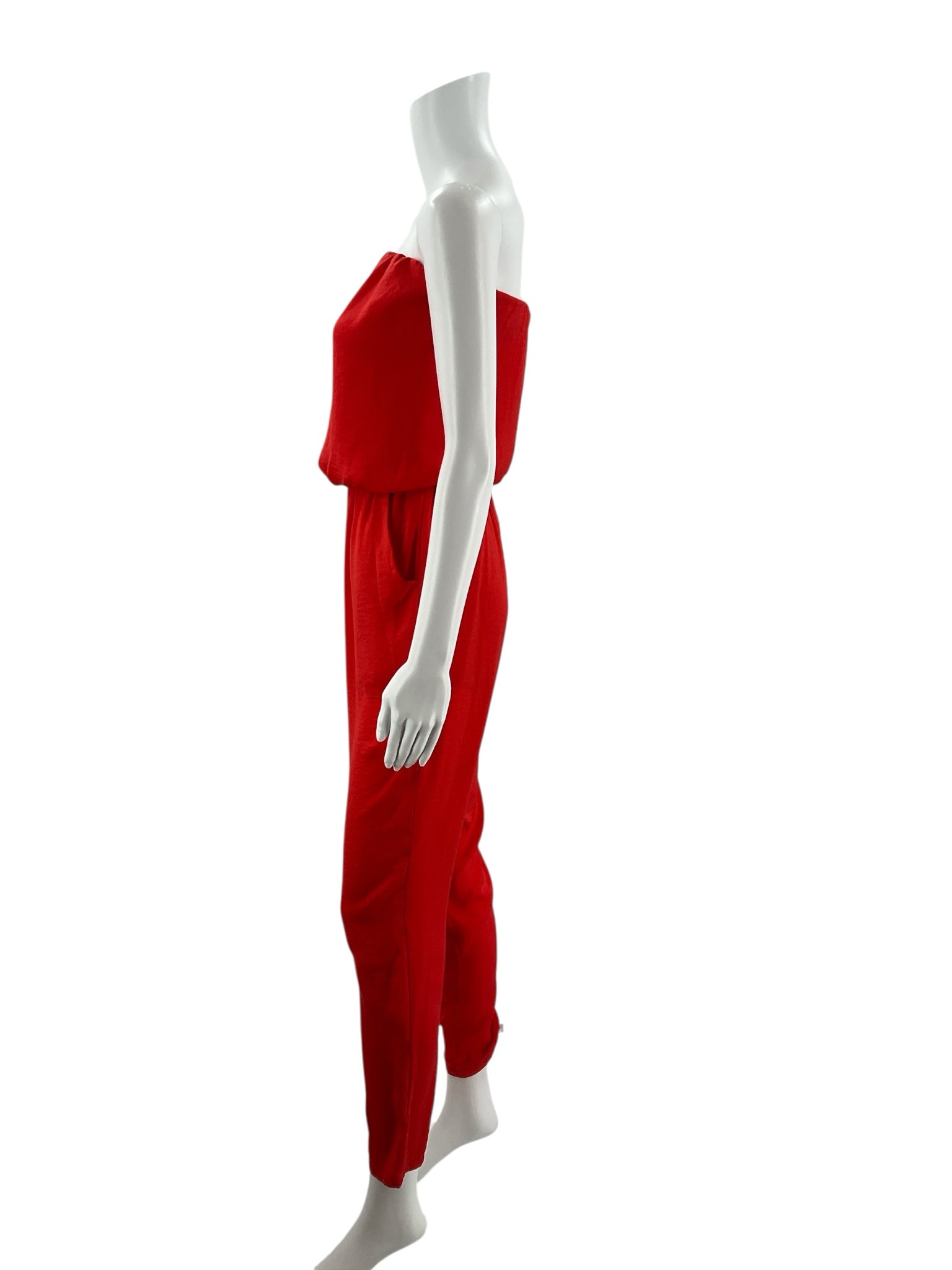 astr Orange/Red Solid Pre-Owned Ladies Jumpsuit - Size XS