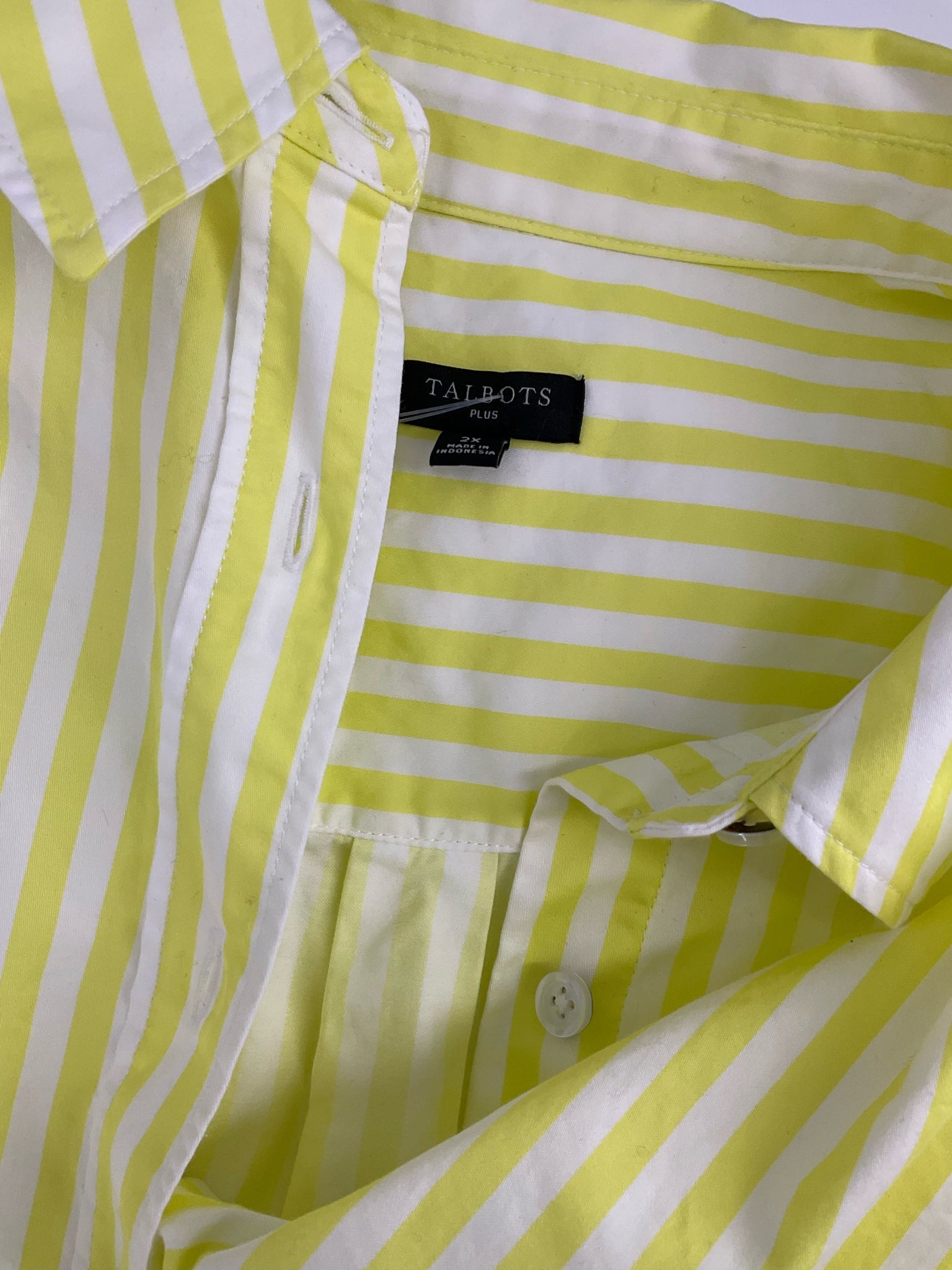 Talbots Yellow/White Stripe Pre-Owned Ladies Top - Size 2X