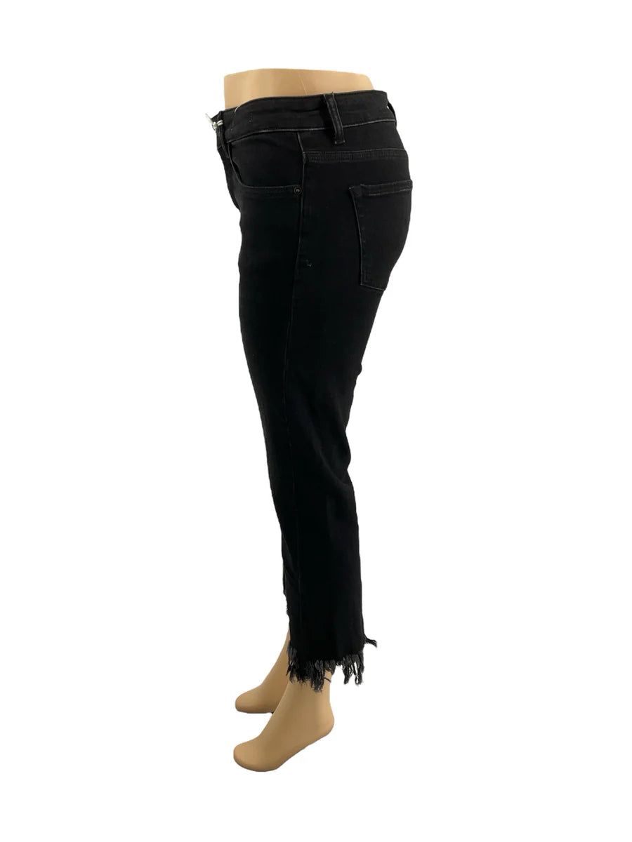 Madison Black Fringe Hem Crop Jeans – Size 4, NWT